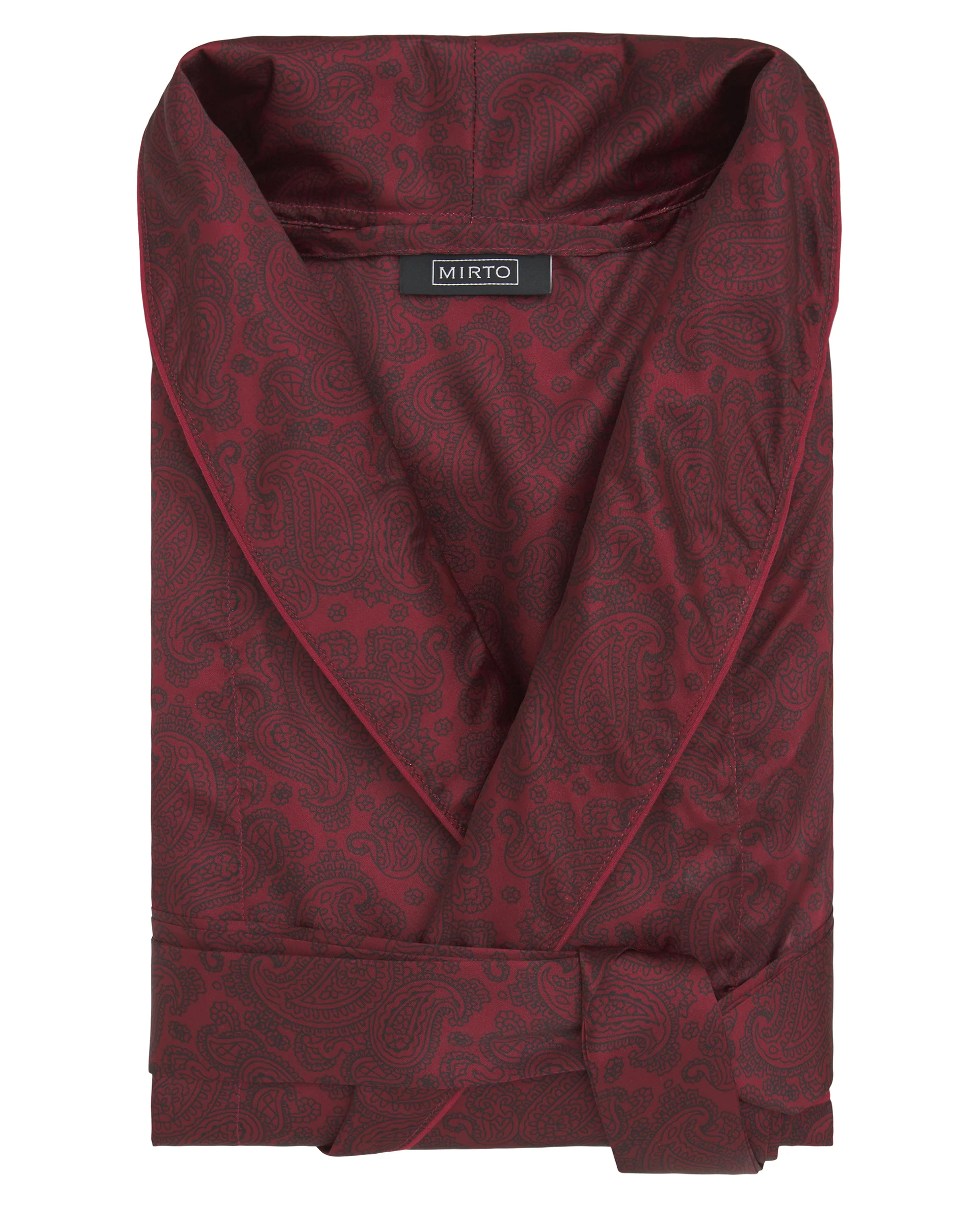 Bata cruzada roja satinada estampado paisley - Image 4