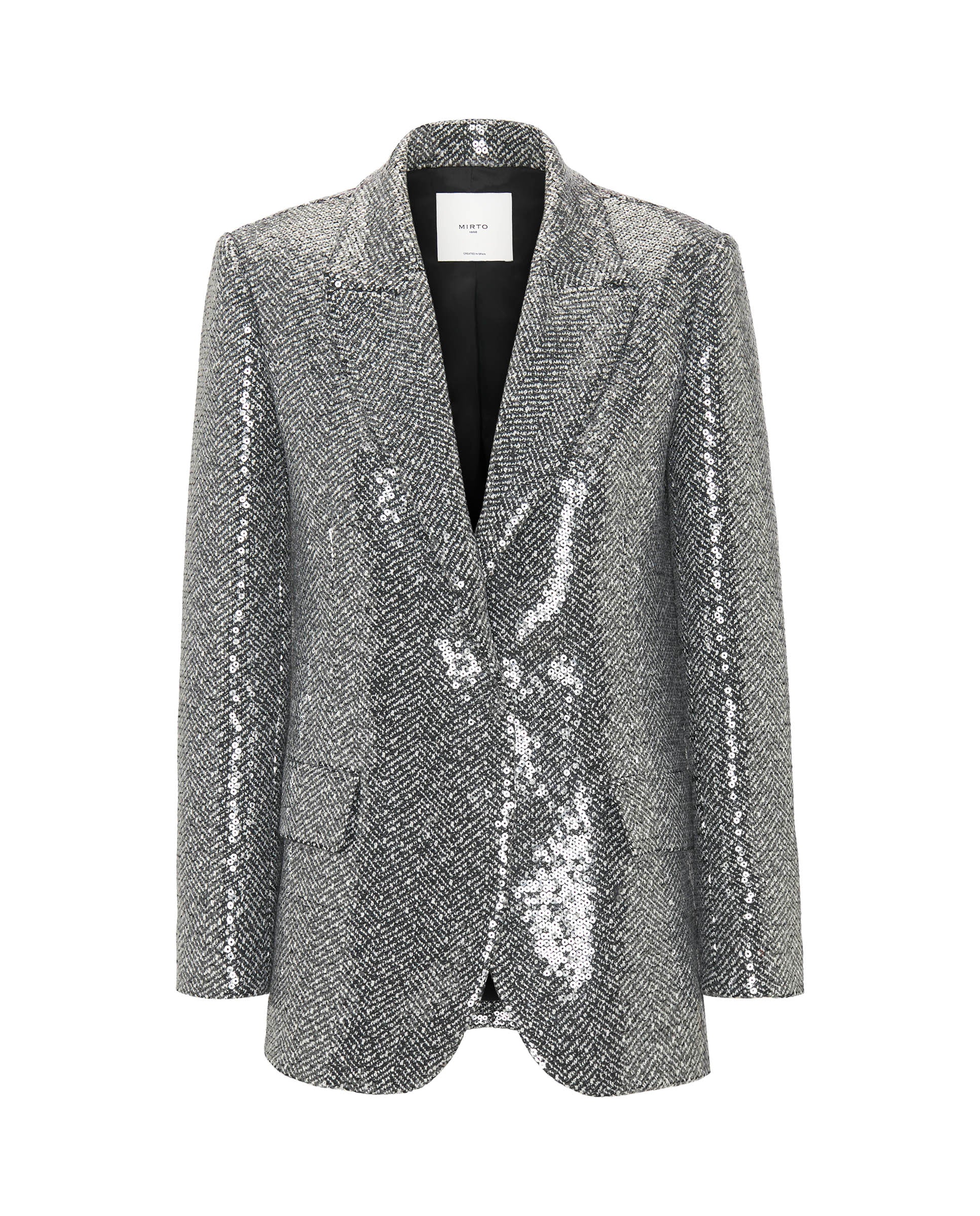 Blazer blanca y negra de espiga lentejuelas - Image 4