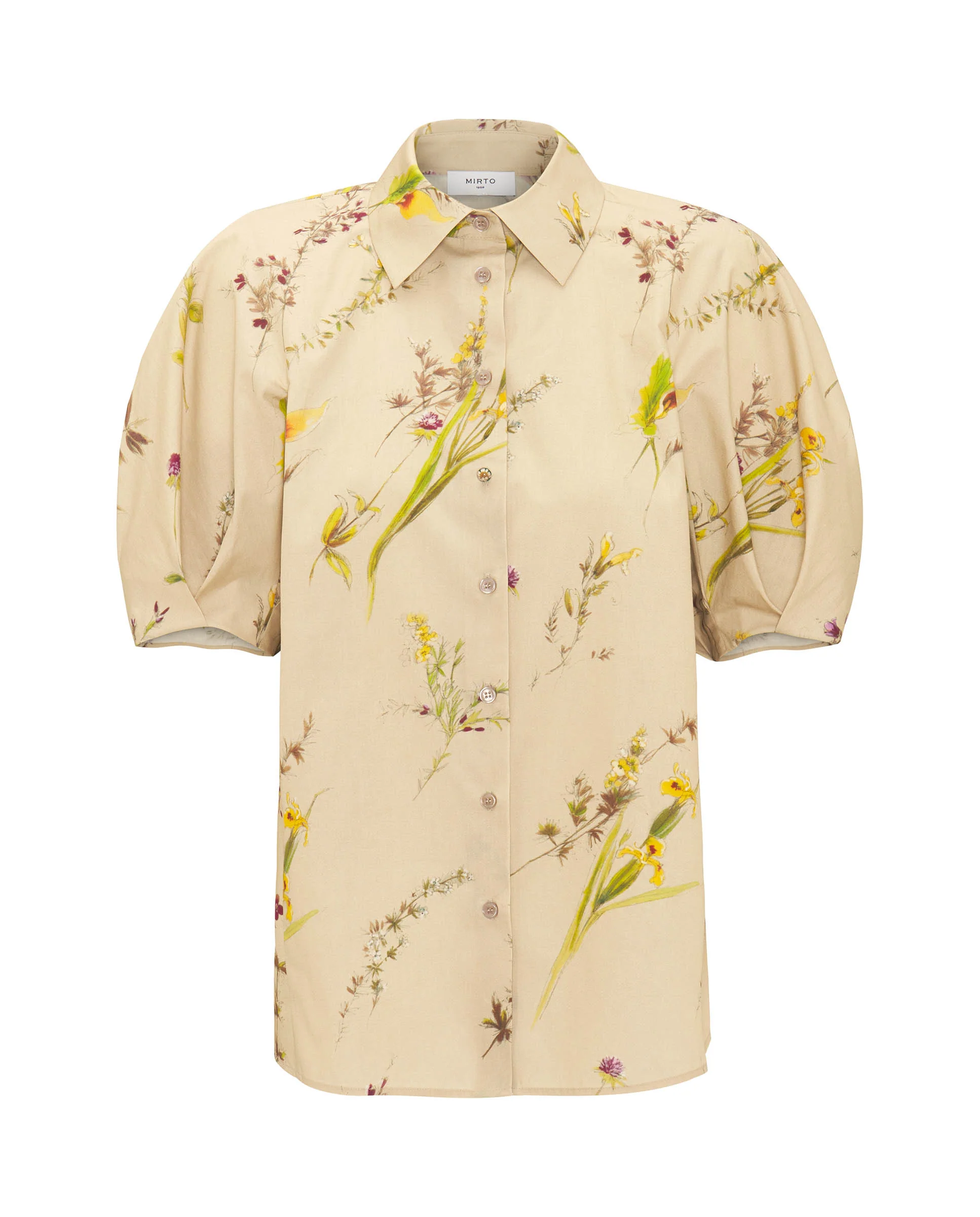 Camisa beige estampado floral algodón - Image 4