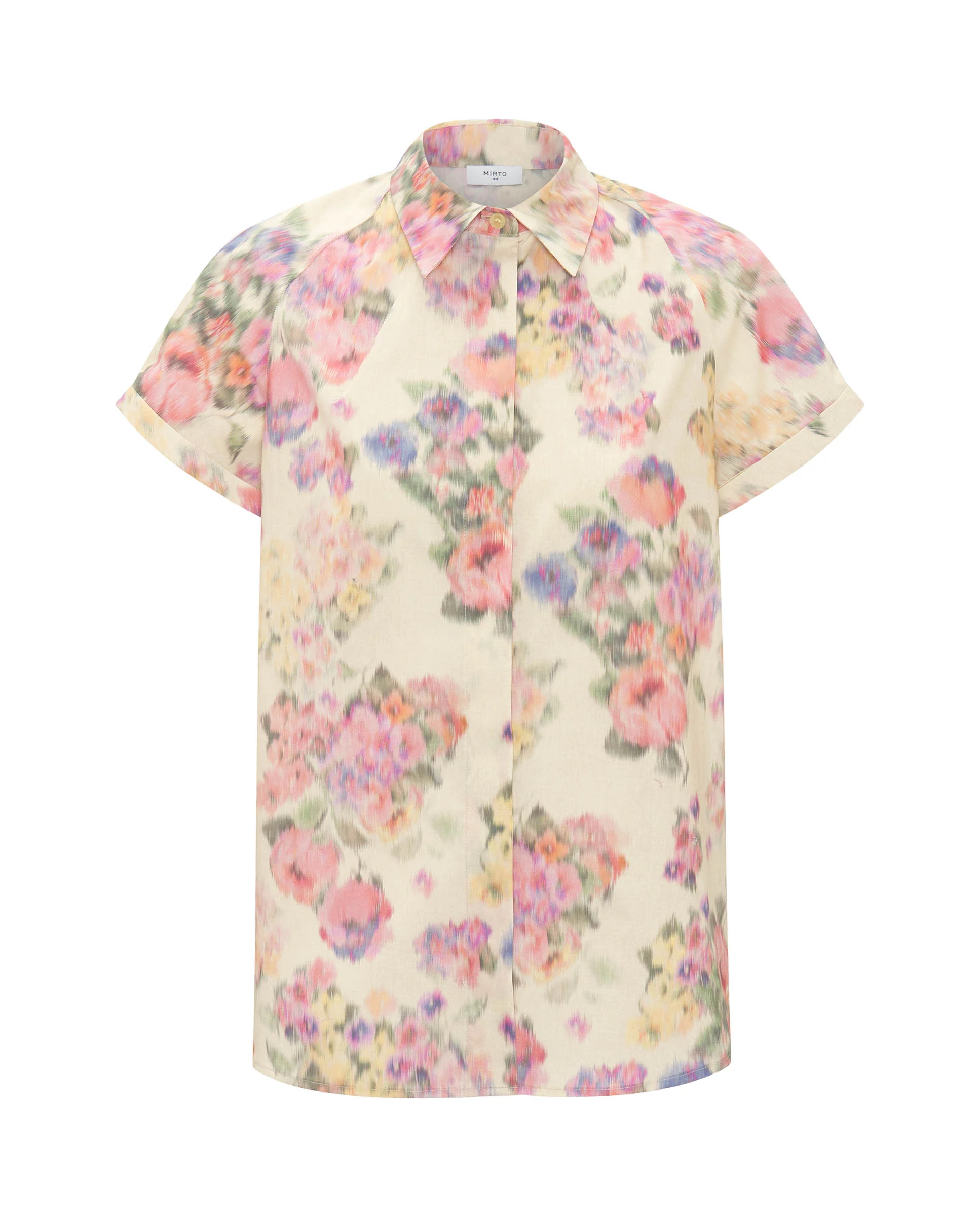 Camisa beige manga corta estampado floral - Image 4