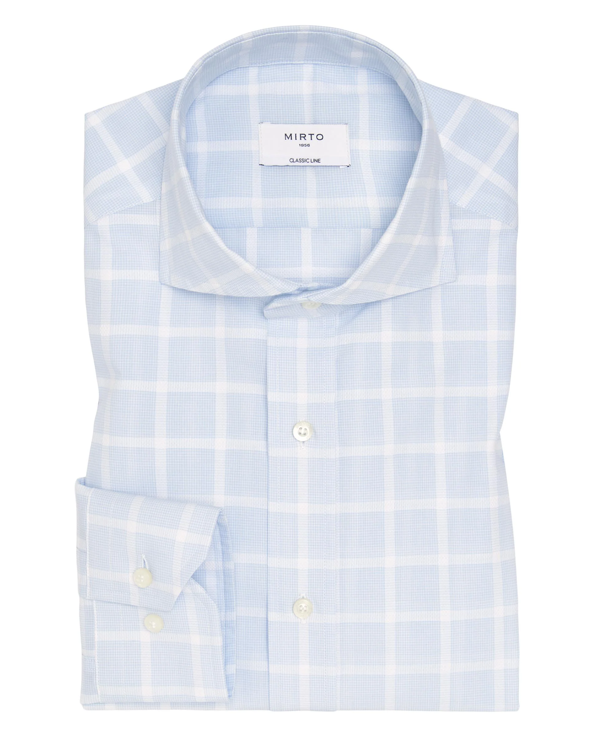 Camisa casual azul cuadros en relieve  de algodón