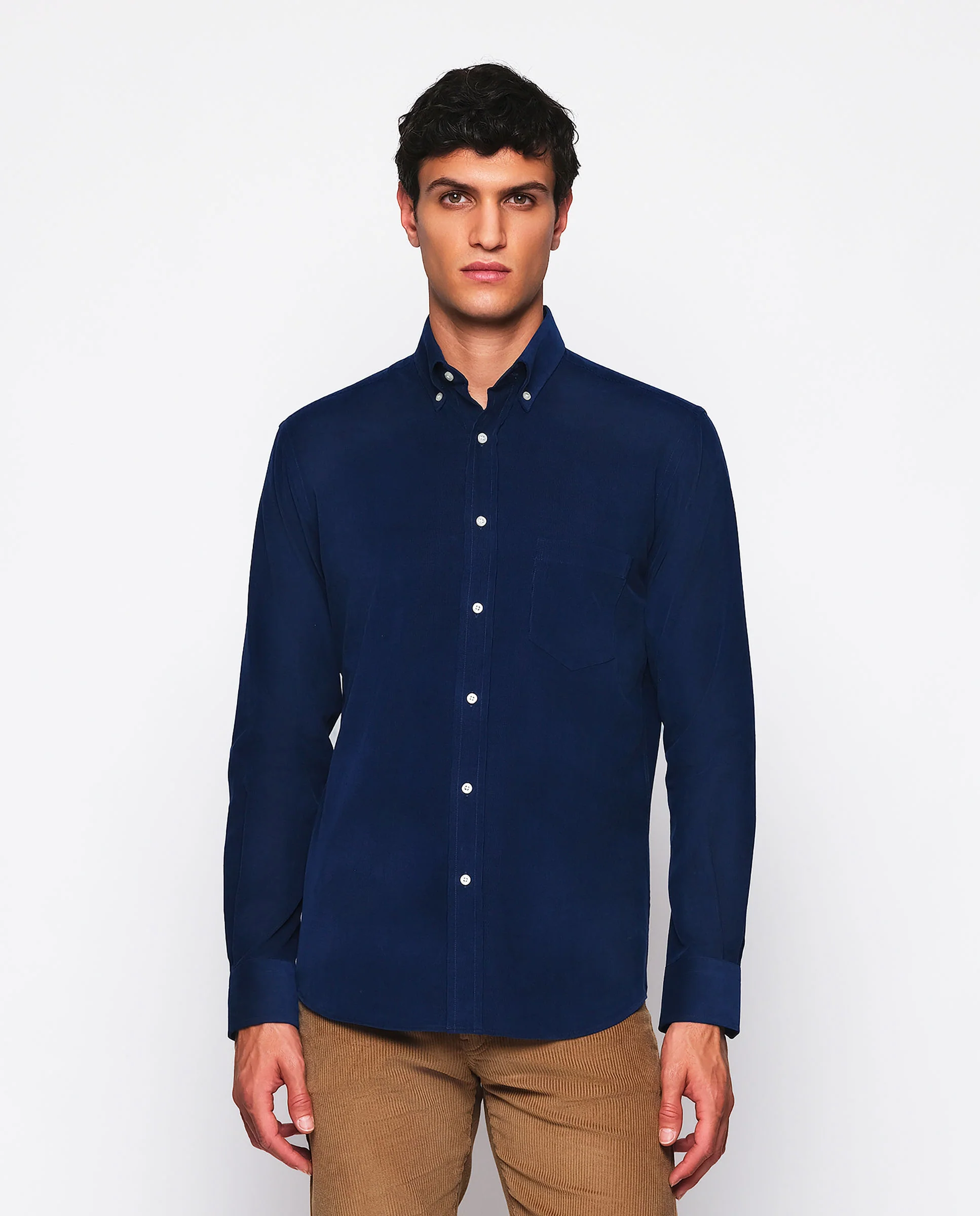 Camisa casual azul marino de micropana - Image 2
