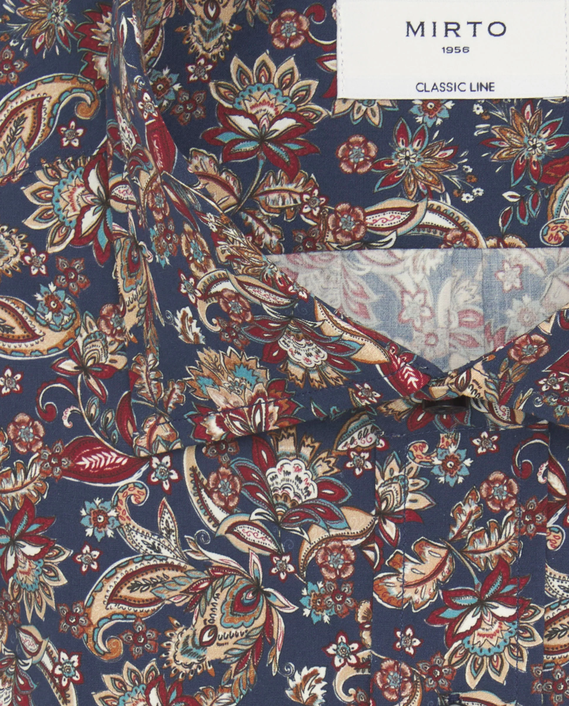 Camisa casual azul marino estampado floral marrón - Image 5