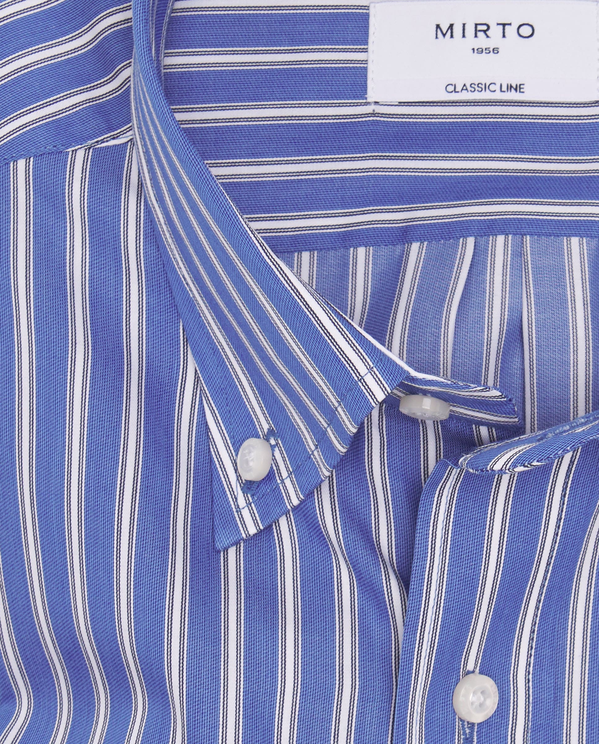 Camisa casual azul rayas blancas de algodón - Image 5