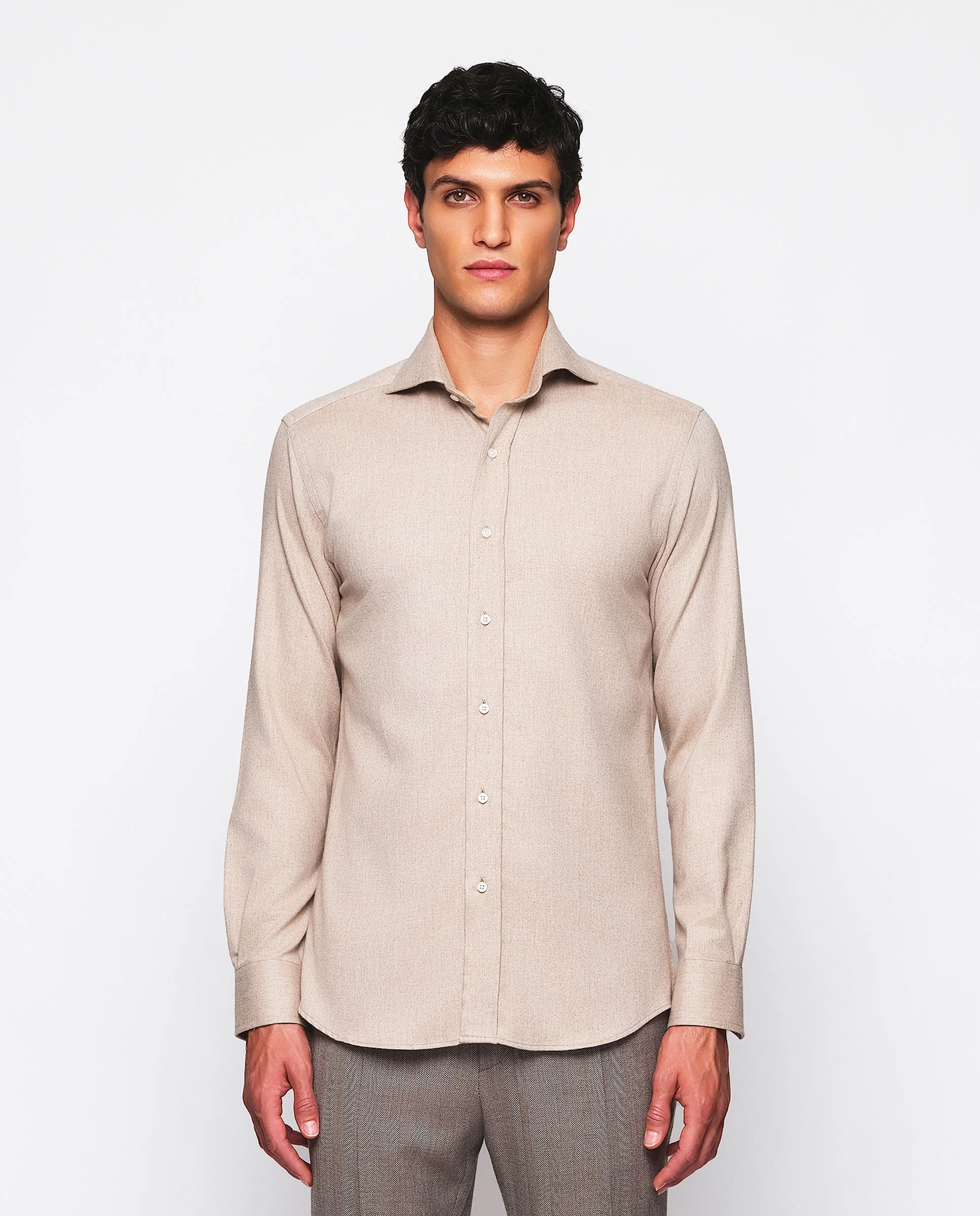 Camisa casual beige de franela - Image 2