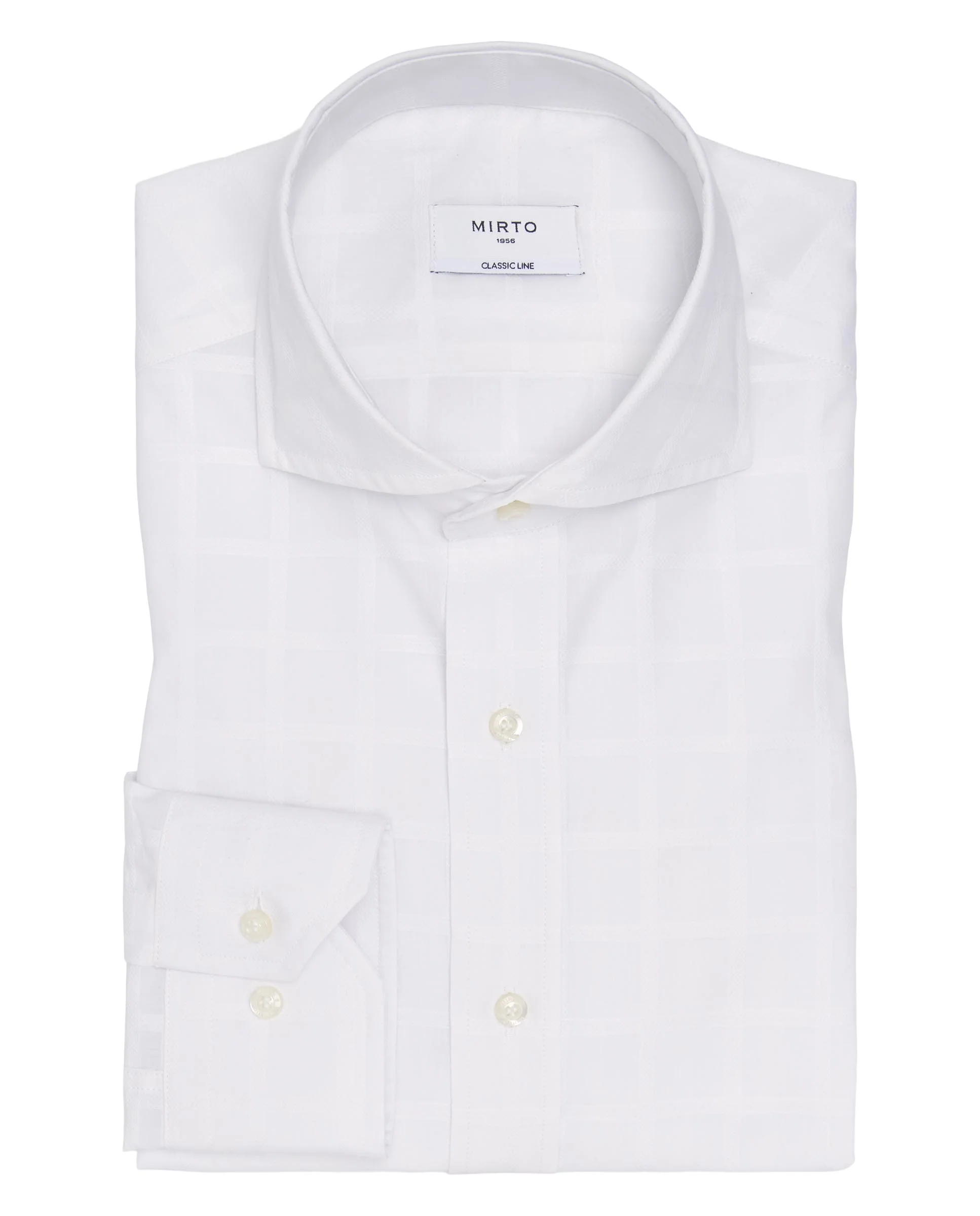 Camisa casual blanca cuadros en relieve de algodón