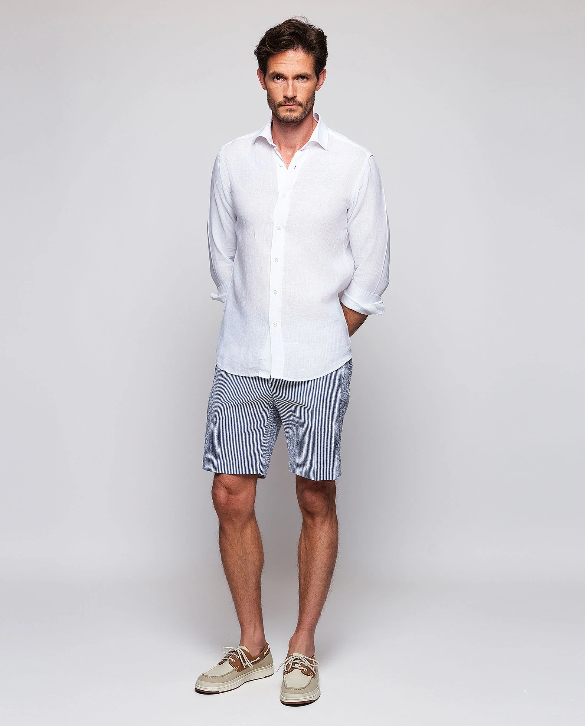 Camisa casual blanca de lino - Image 4