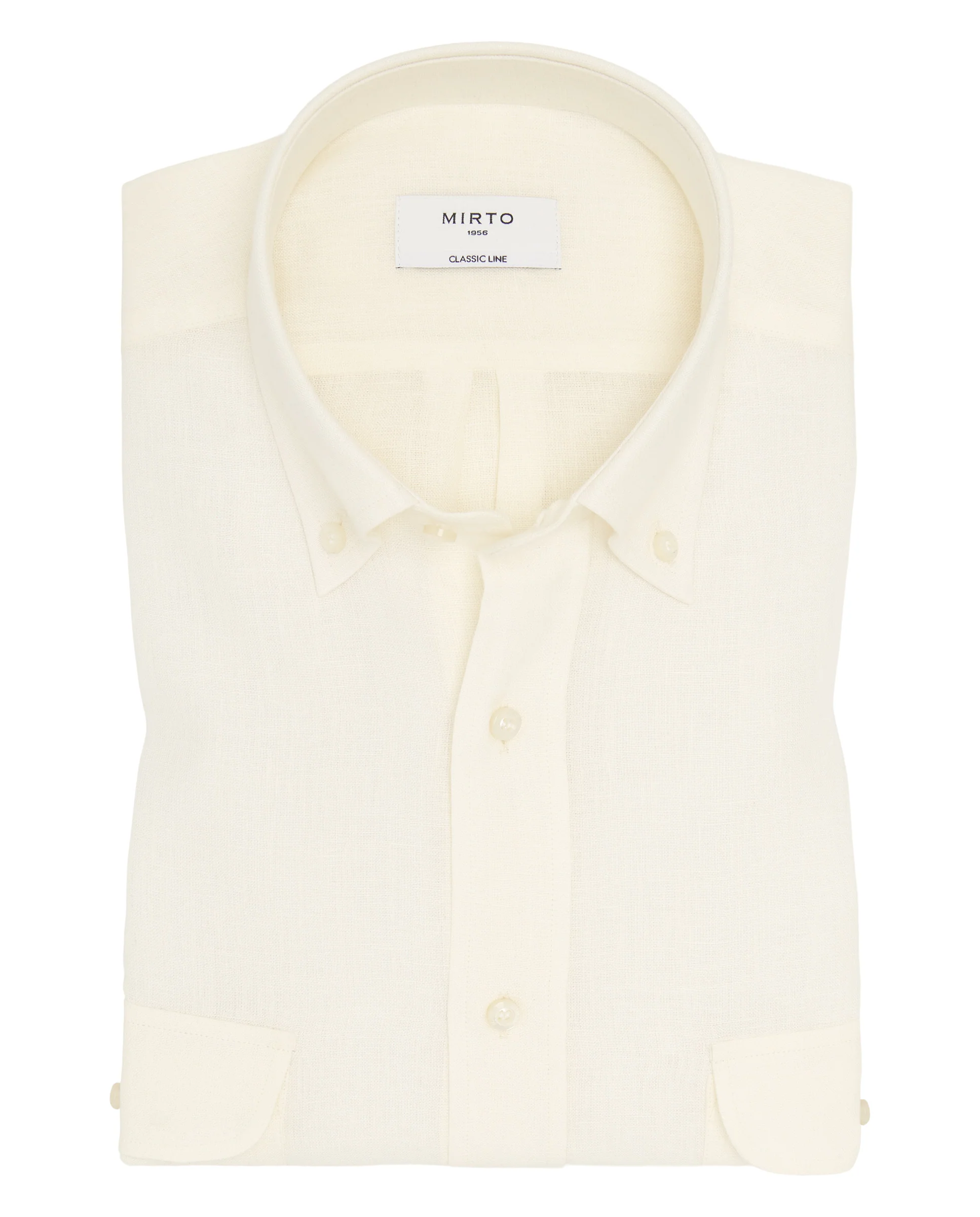 Camisa casual crudo de lino con doble bolsillo
