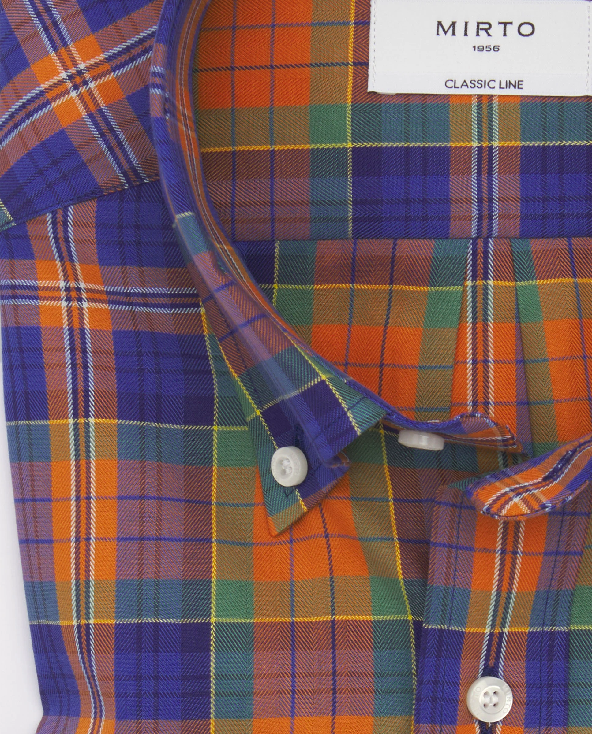 Camisa casual cuadros azul y naranja estructura - Image 5