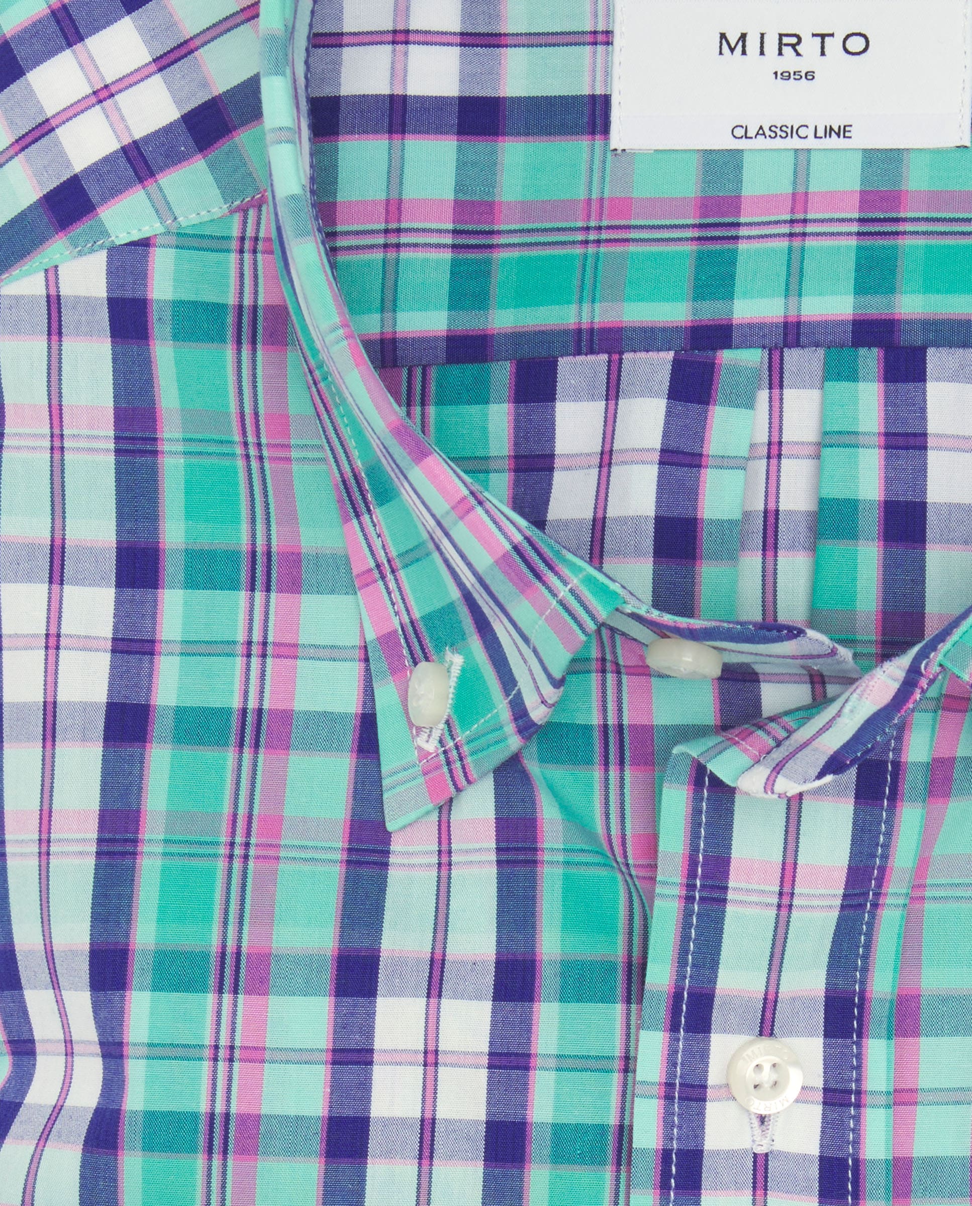 Camisa casual cuadros azules y rosa de popelín - Image 5