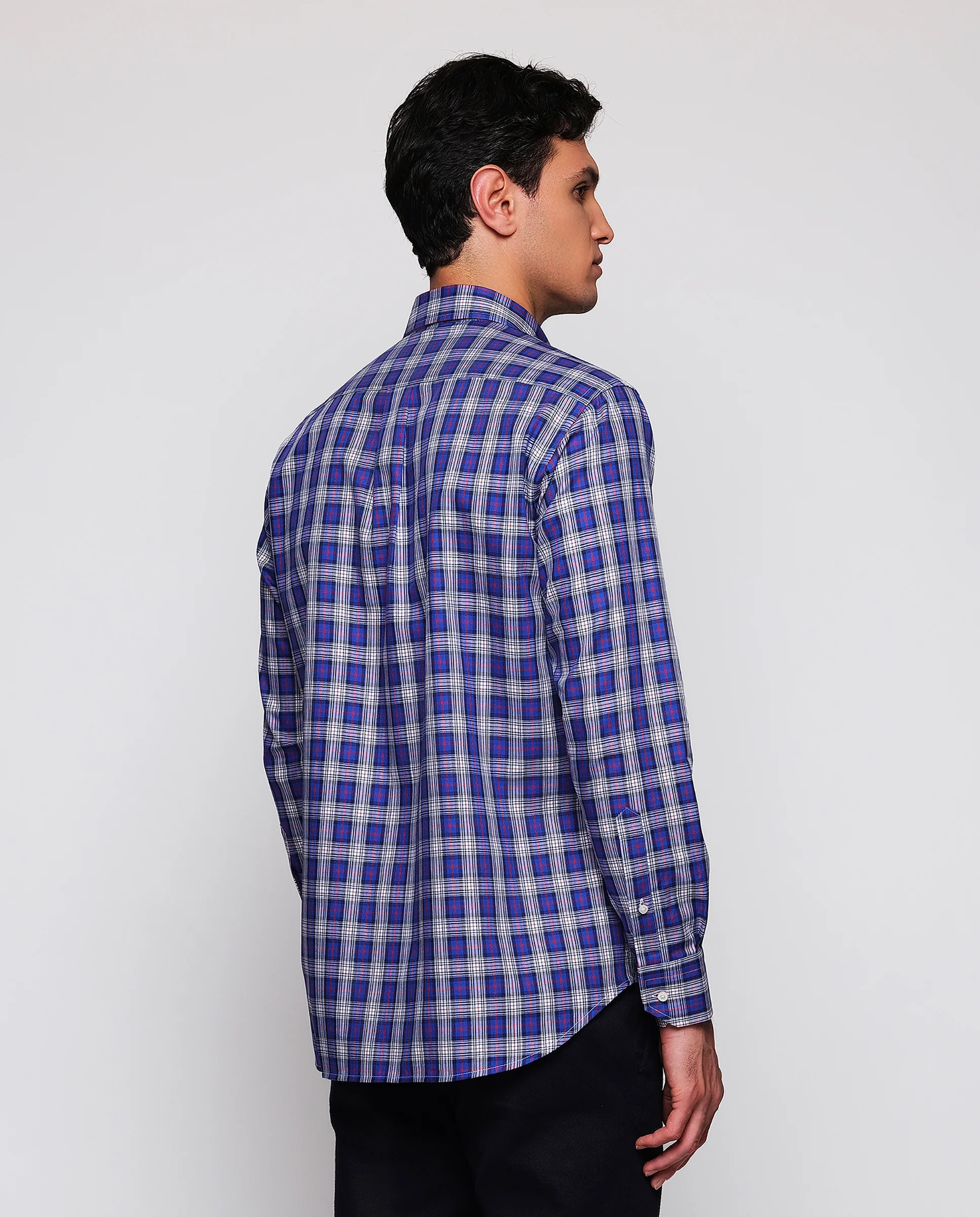 Camisa casual cuadros de algodón estructura espiga - Image 3