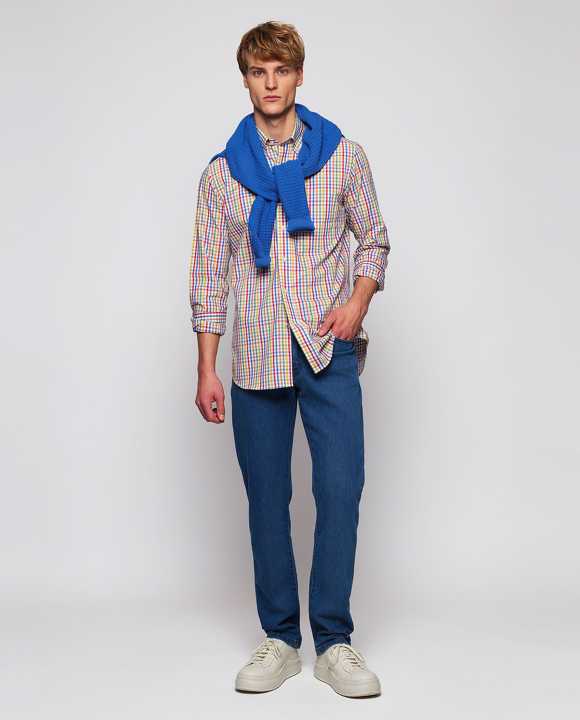 Camisa casual cuadros multicolor de algodón - Image 4