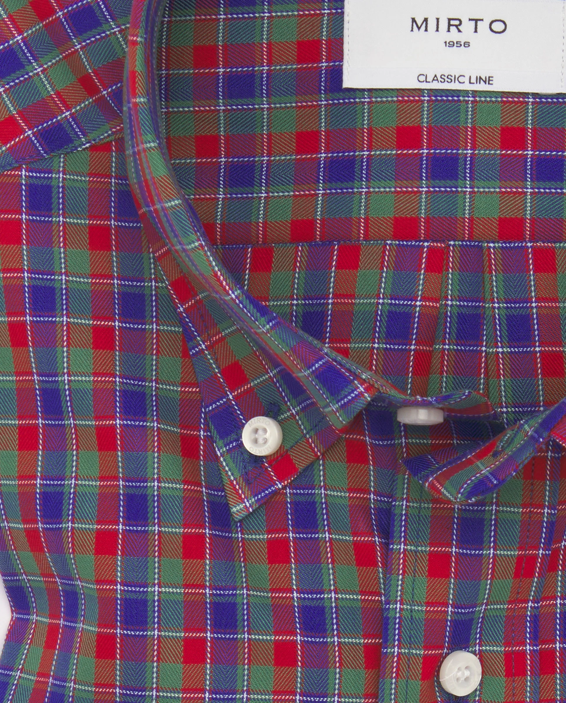Camisa casual cuadros rojos, verdes y azules estructura espiga - Image 5