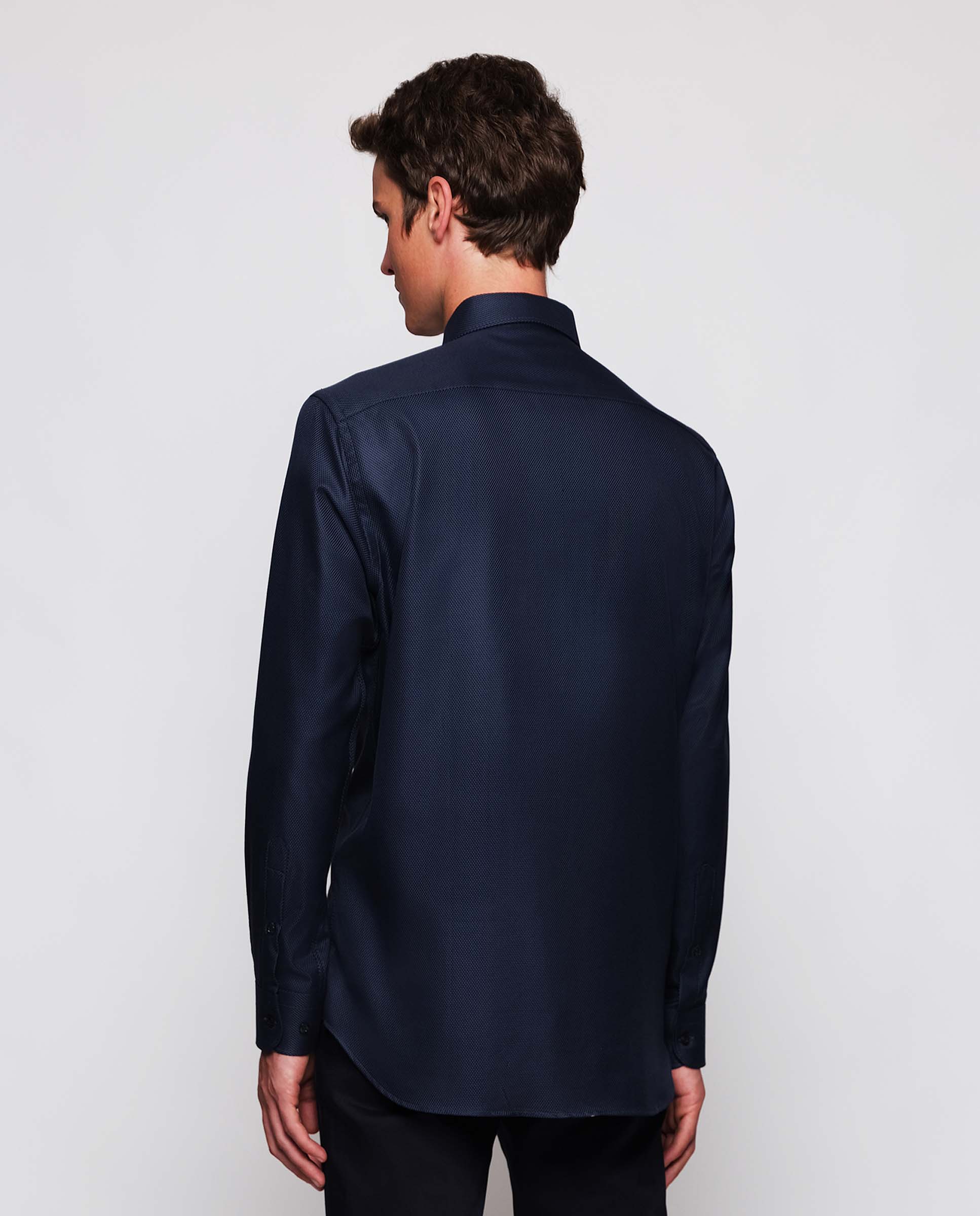 Camisa casual de algodón azul marino - Image 3