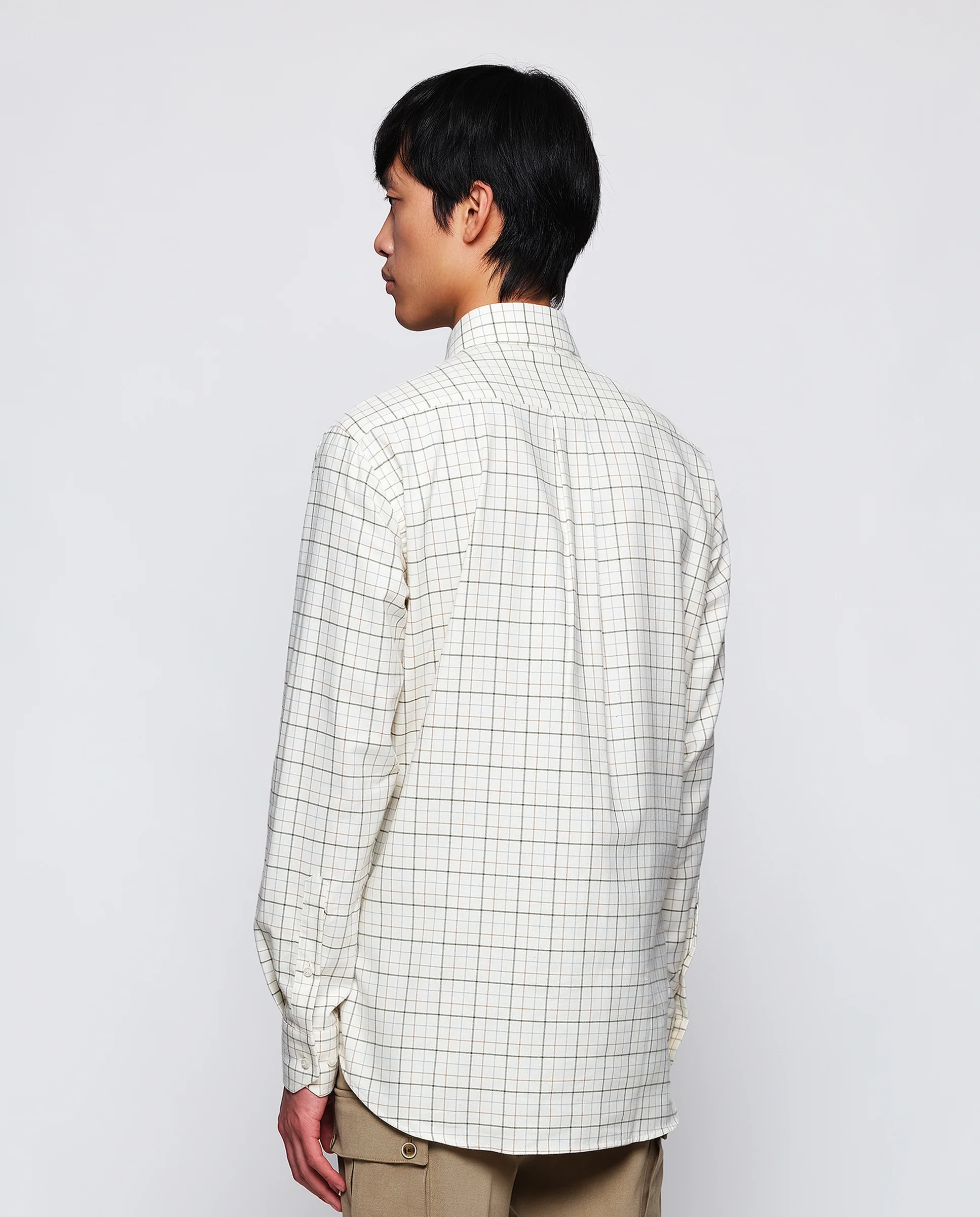 Camisa casual de algodón cuadros verde - Image 4