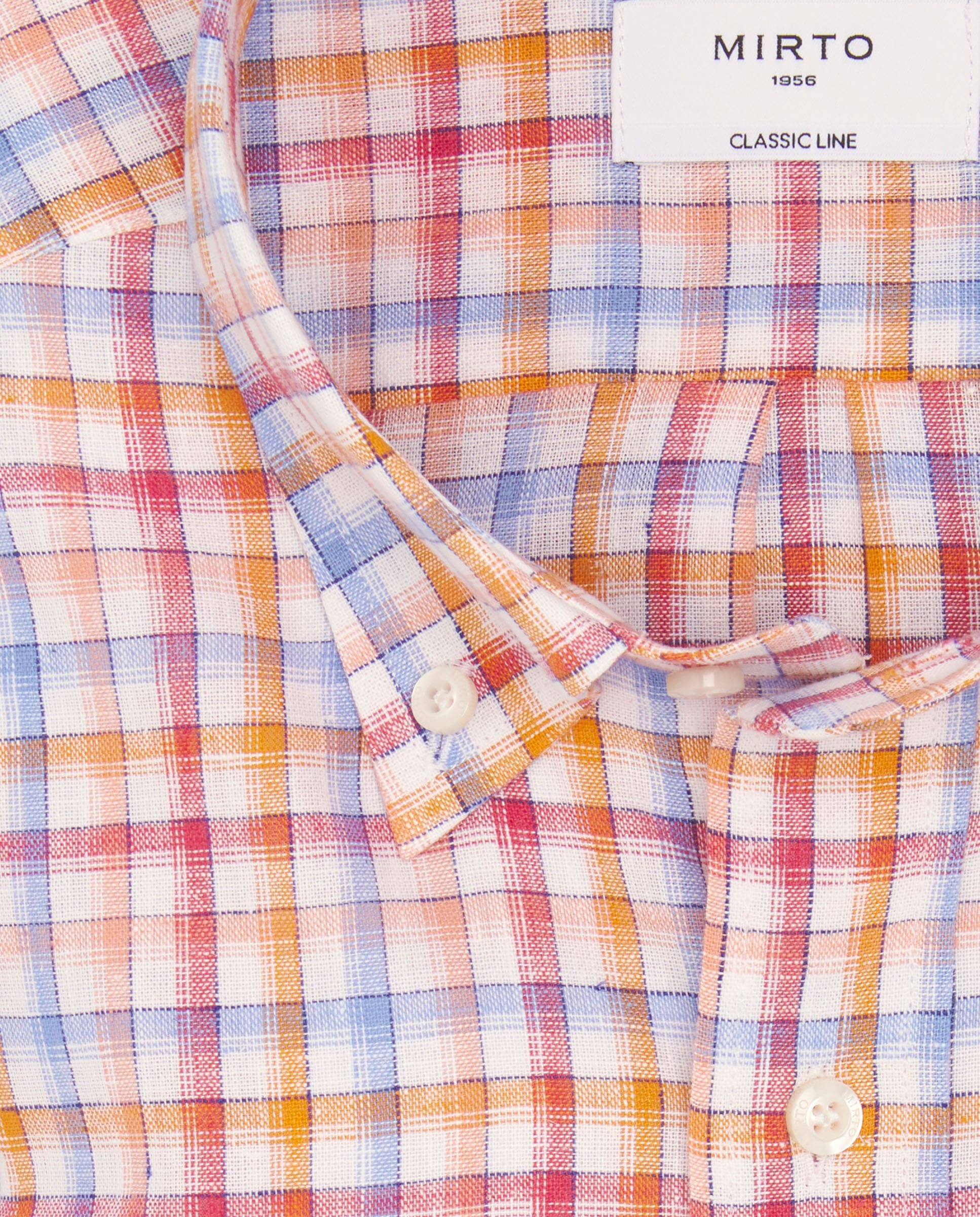 Camisa casual manga corta cuadros naranja - Image 2