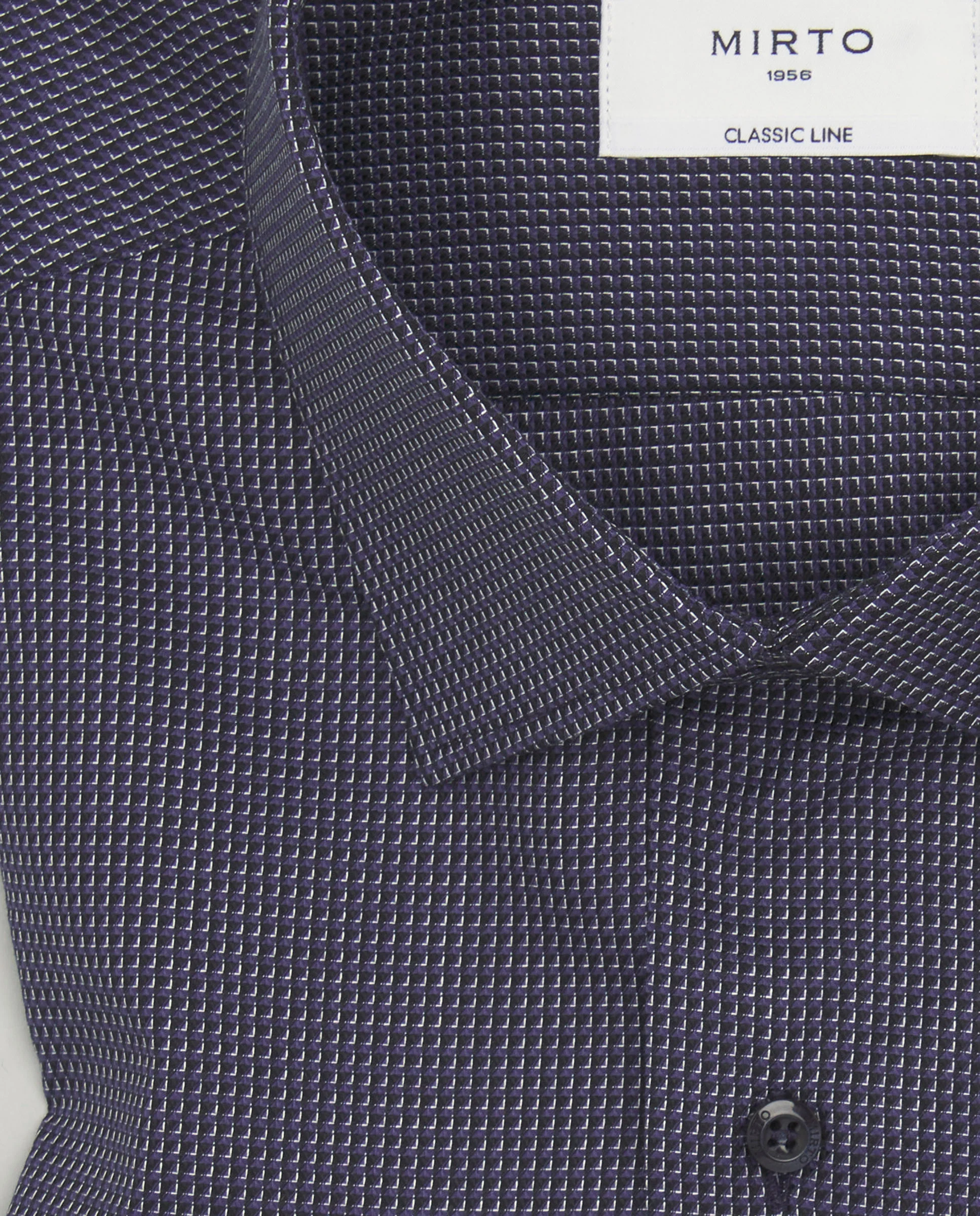 Camisa casual microcuadros azul oscuro de algodón - Image 5