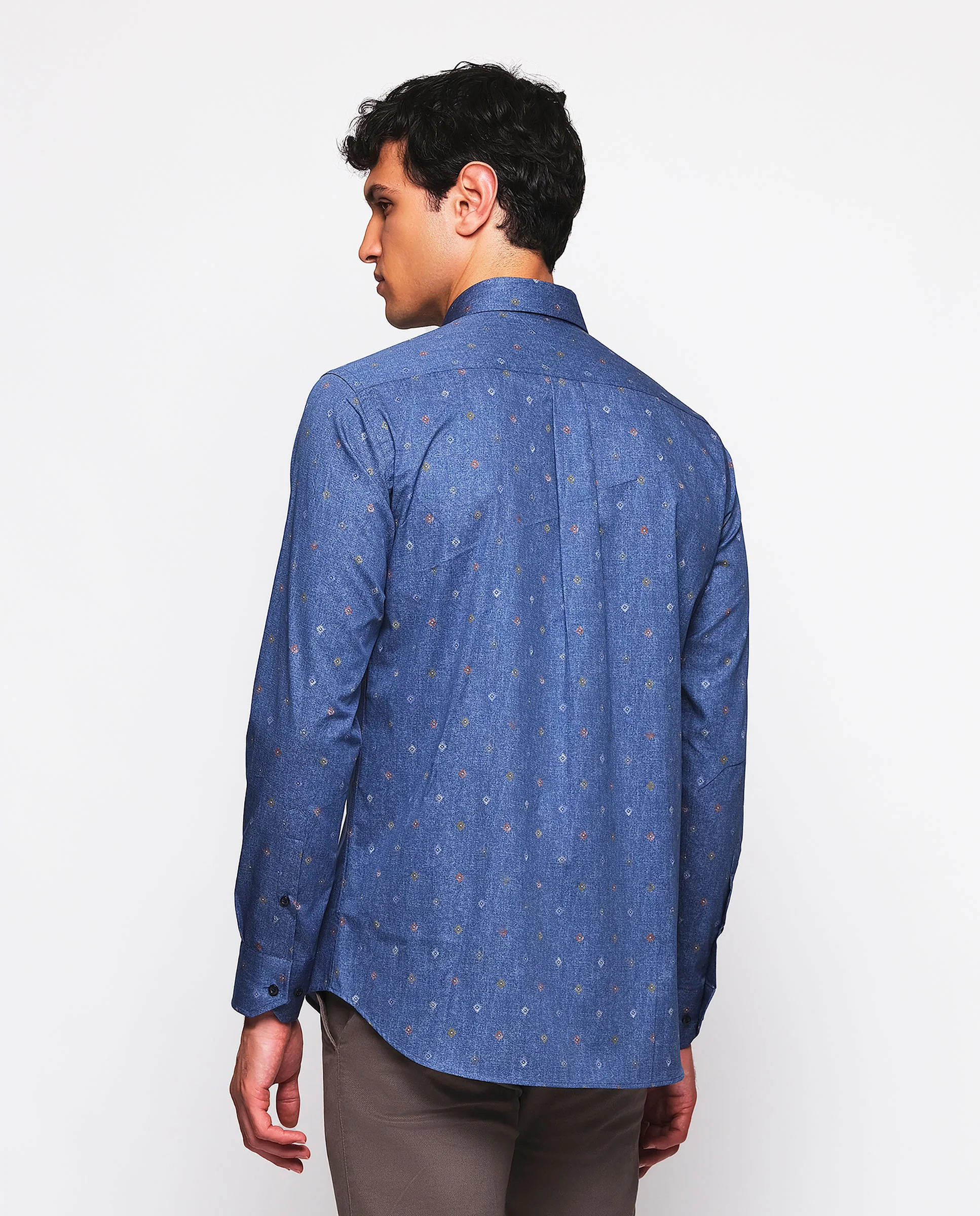 Camisa casual microestampado multicolor efecto denim - Image 3