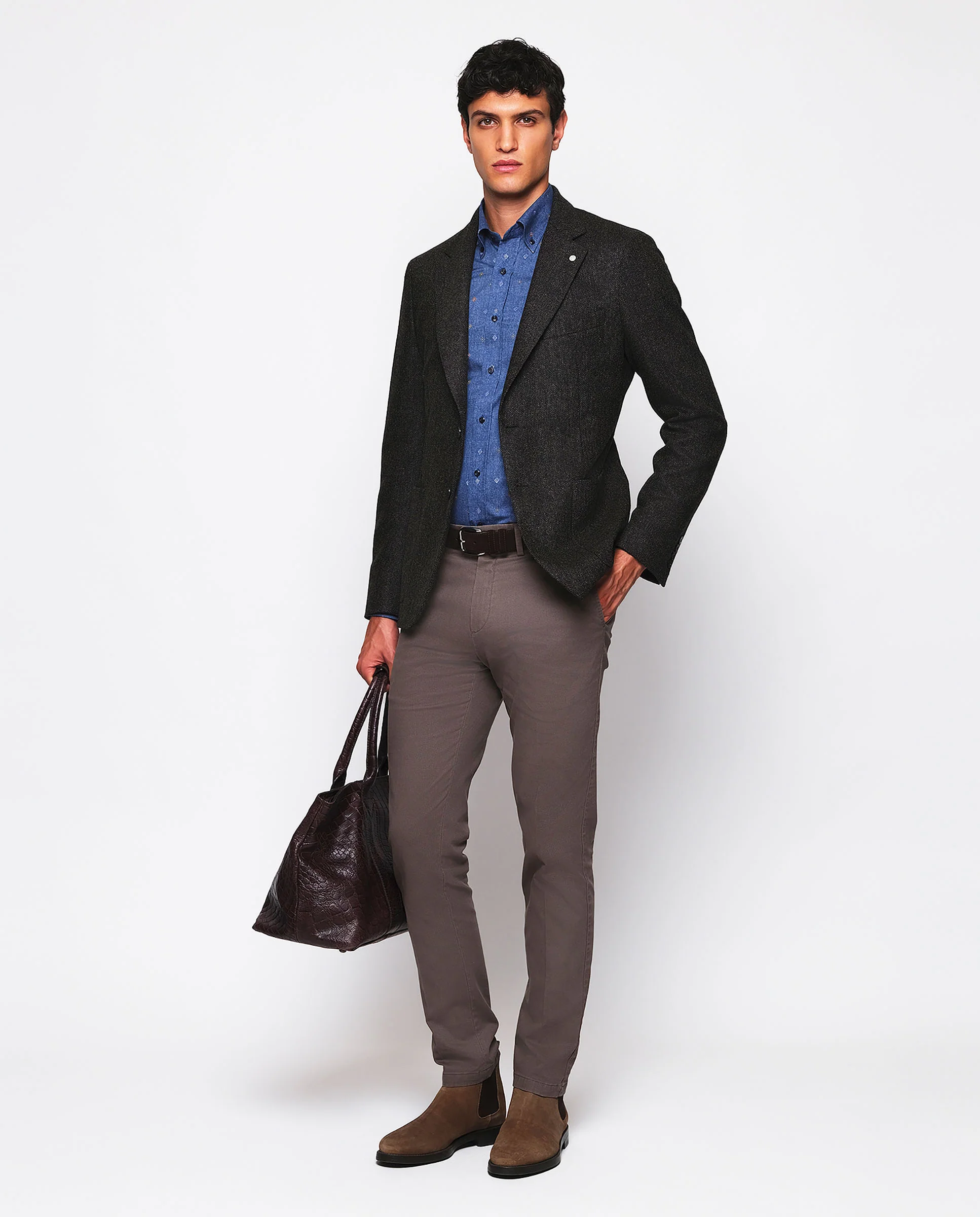 Camisa casual microestampado multicolor efecto denim - Image 4