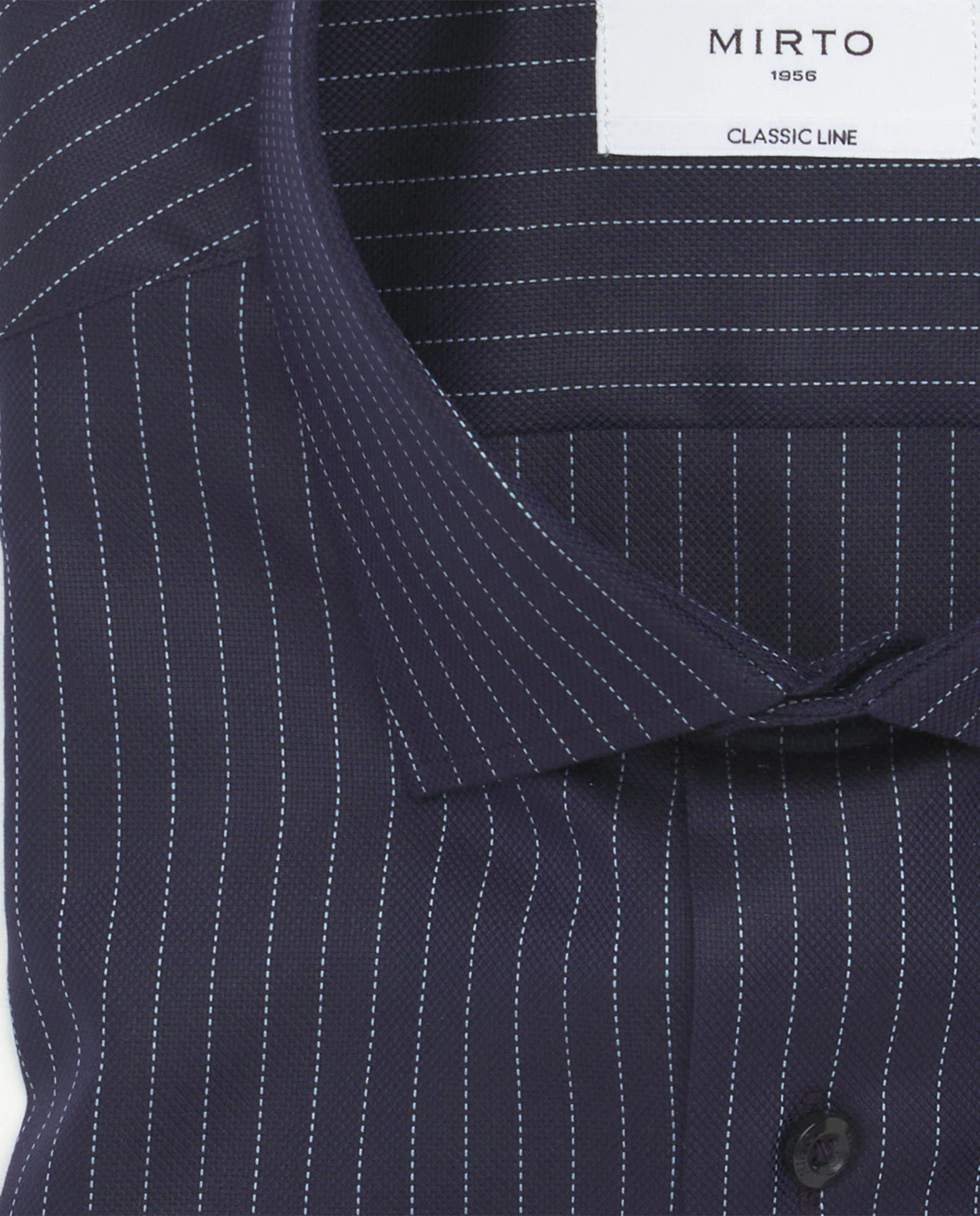 Camisa casual rayas azul oscuro en mezcla de algodón - Image 5