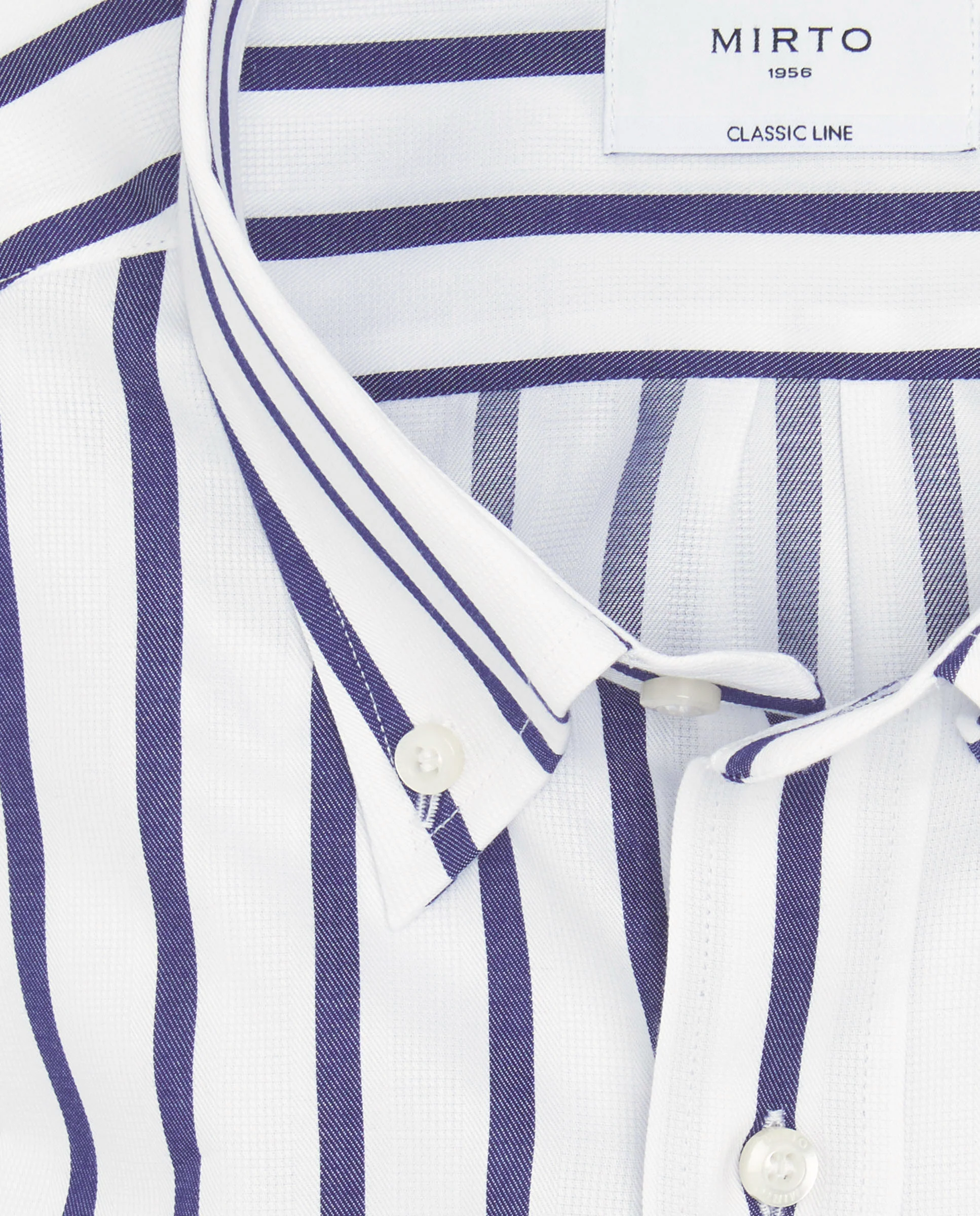Camisa casual rayas azules y blancas algodón estructura - Image 5