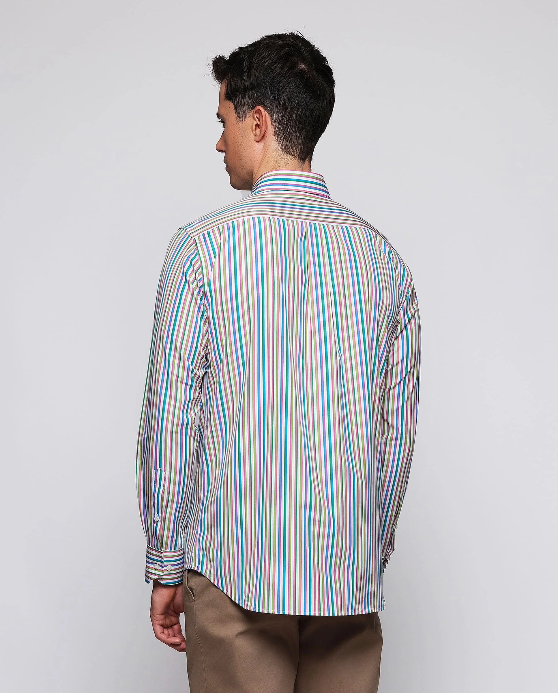 Camisa casual rayas multicolores de popelín - Image 3