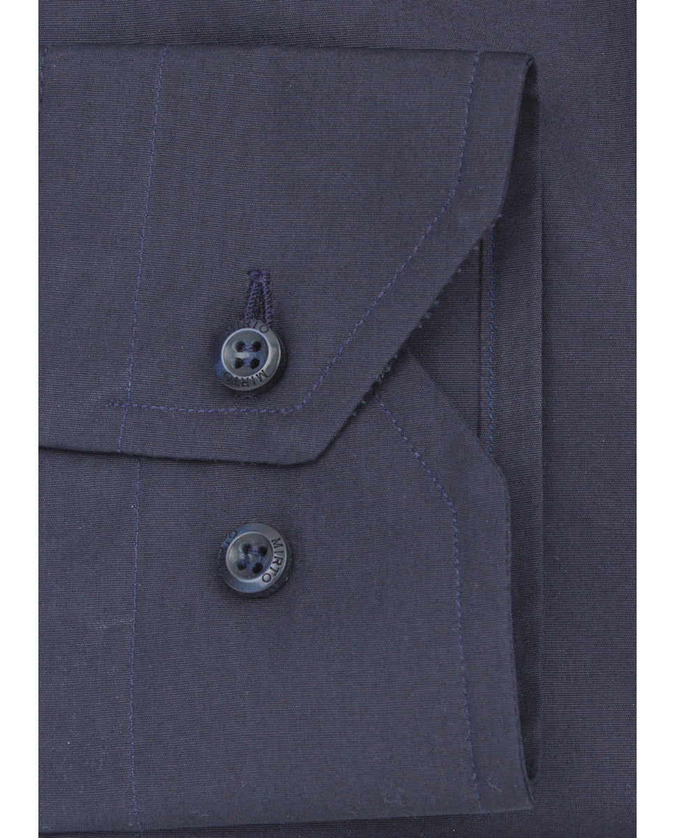 Camisa casual semi-entallada popelín manga larga marino - Image 6