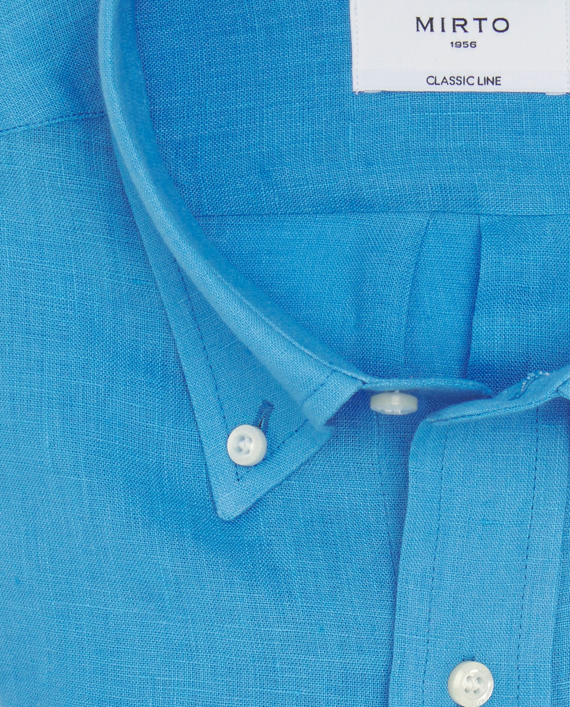 Camisa casual turquesa lino prelavado - Image 5