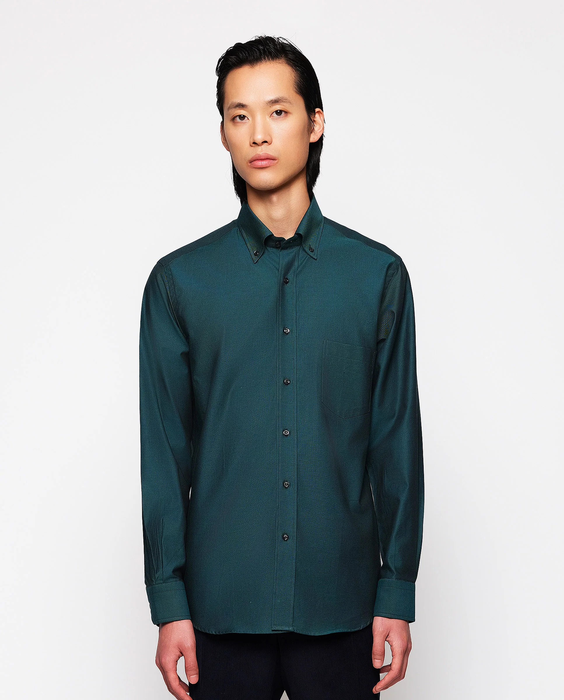Camisa casual verde de algodón oxford - Image 2