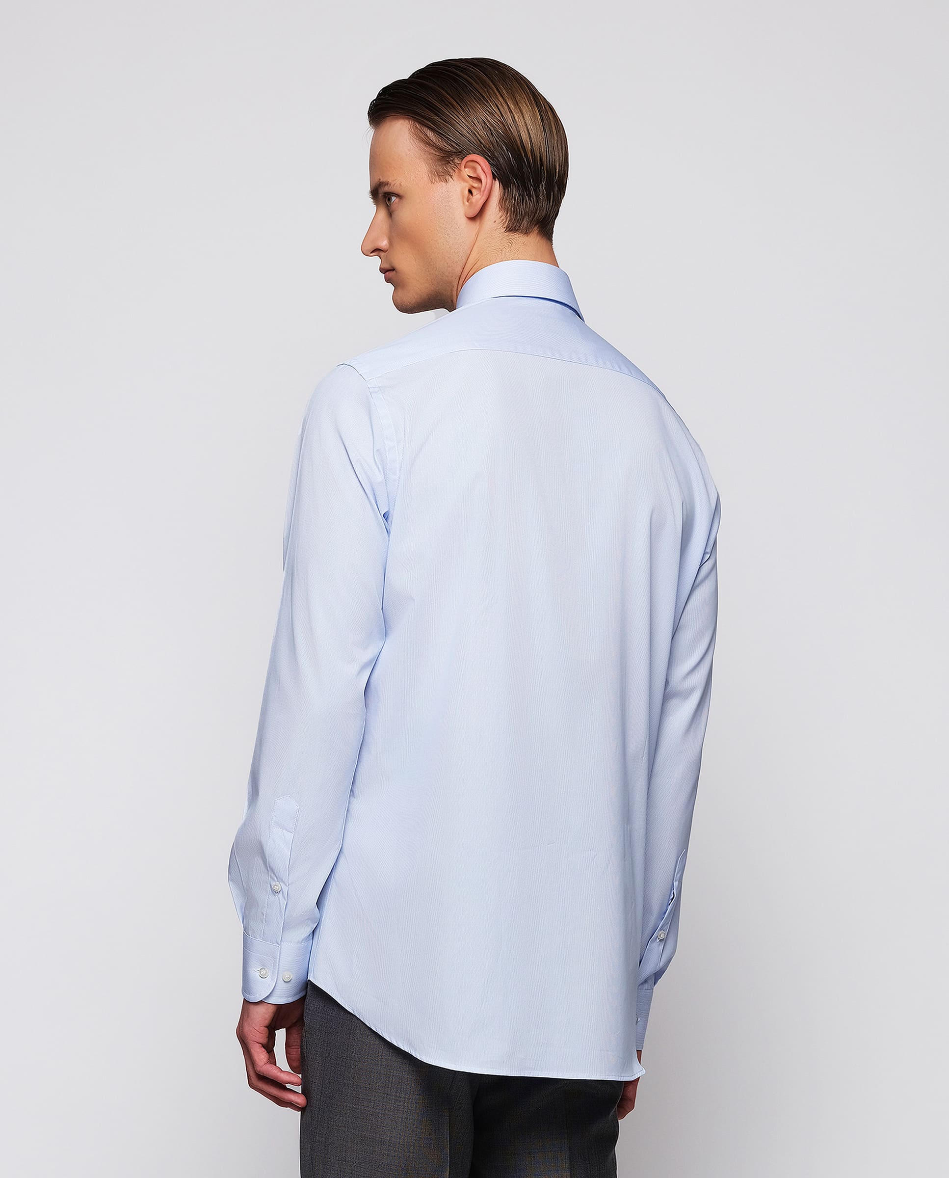 Camisa vestir mil rayas azules y blancas de algodón - Image 3