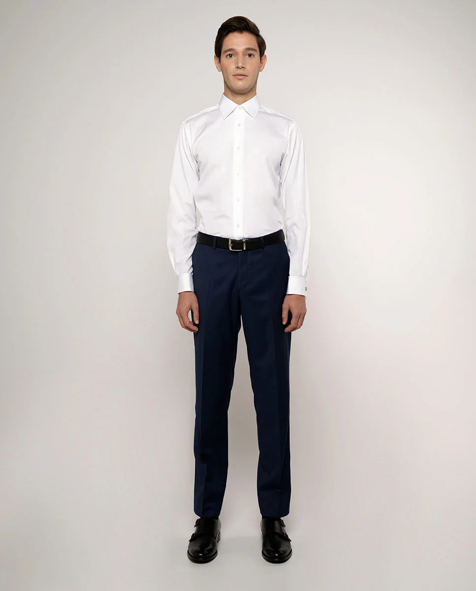 Camisa vestir puño doble popelín blanco - Image 4