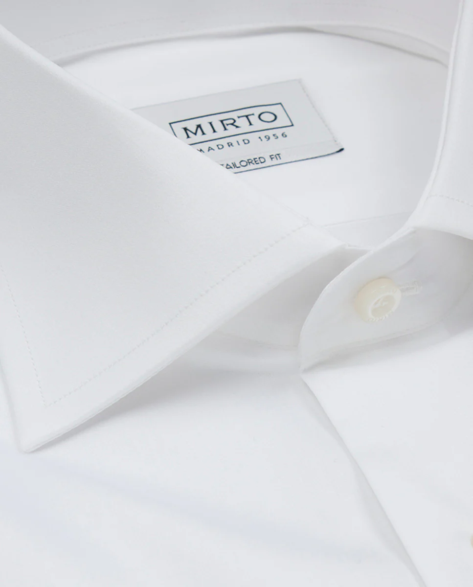 Camisa vestir semi-entallada puño mixto blanco - Image 2