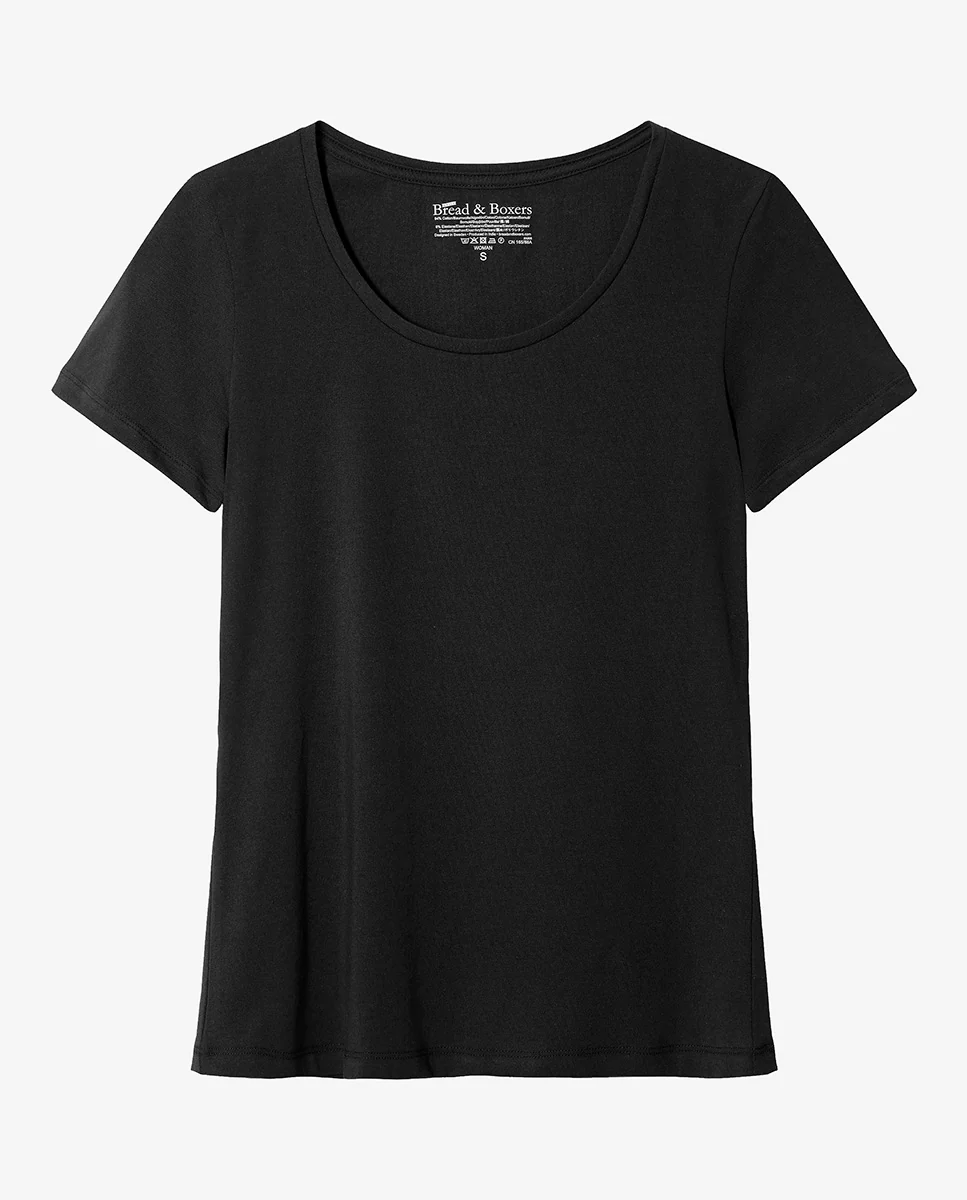 Camiseta cuello caja algodón orgánico negra - Image 5