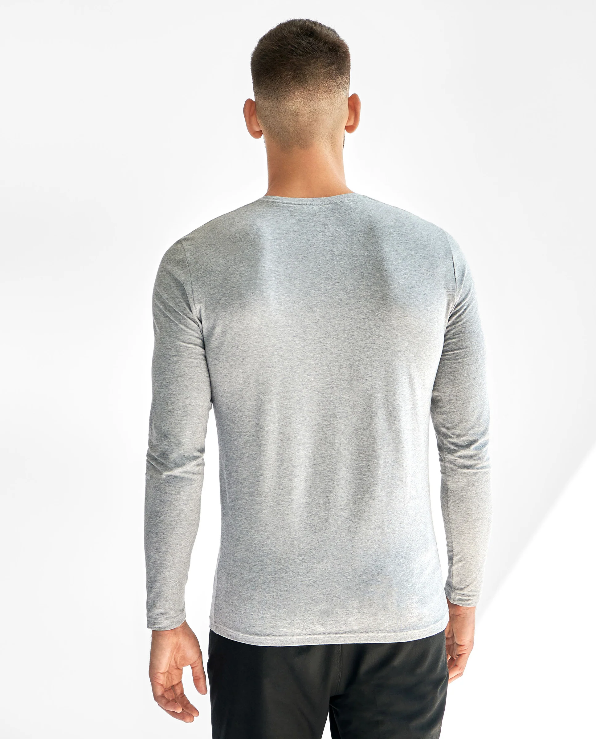 Camiseta cuello caja manga larga algodón orgánico gris melange - Image 3