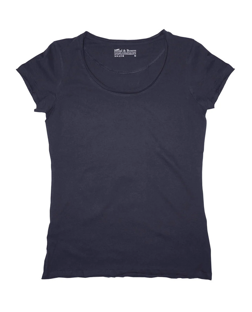 Camiseta cuello relax algodón orgánico azul marino - Image 4