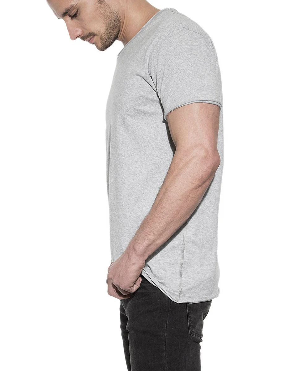Camiseta cuello relax algodón orgánico gris melange - Image 3