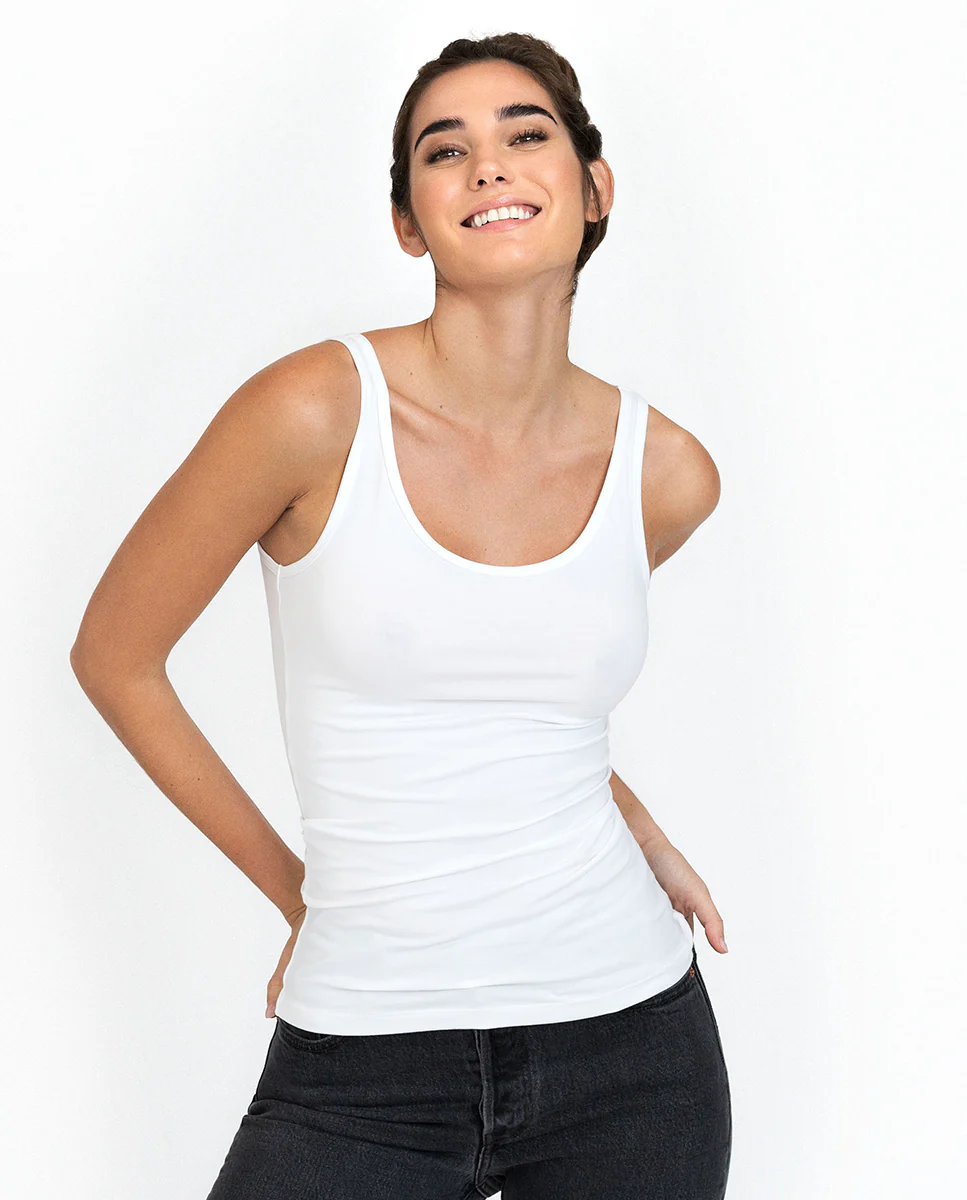 Camiseta sin mangas algodón orgánico blanca - Image 3