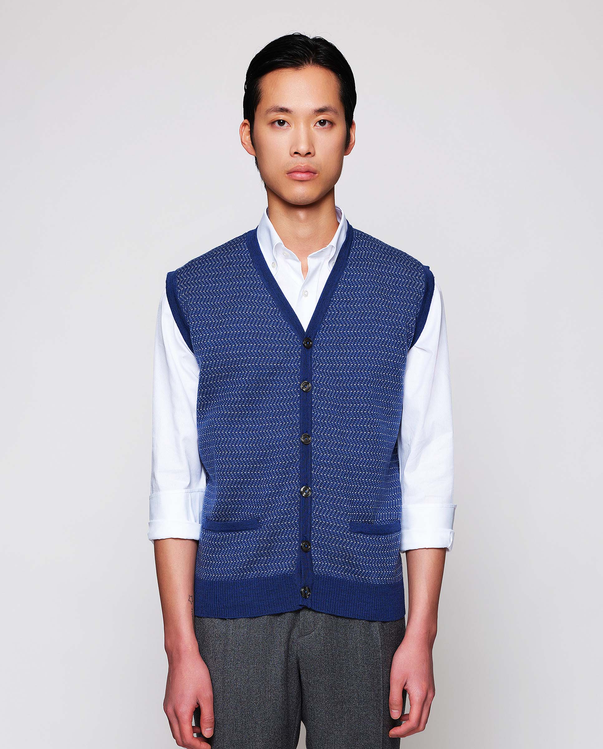 Chaleco jacquard de Lana azul - Image 2