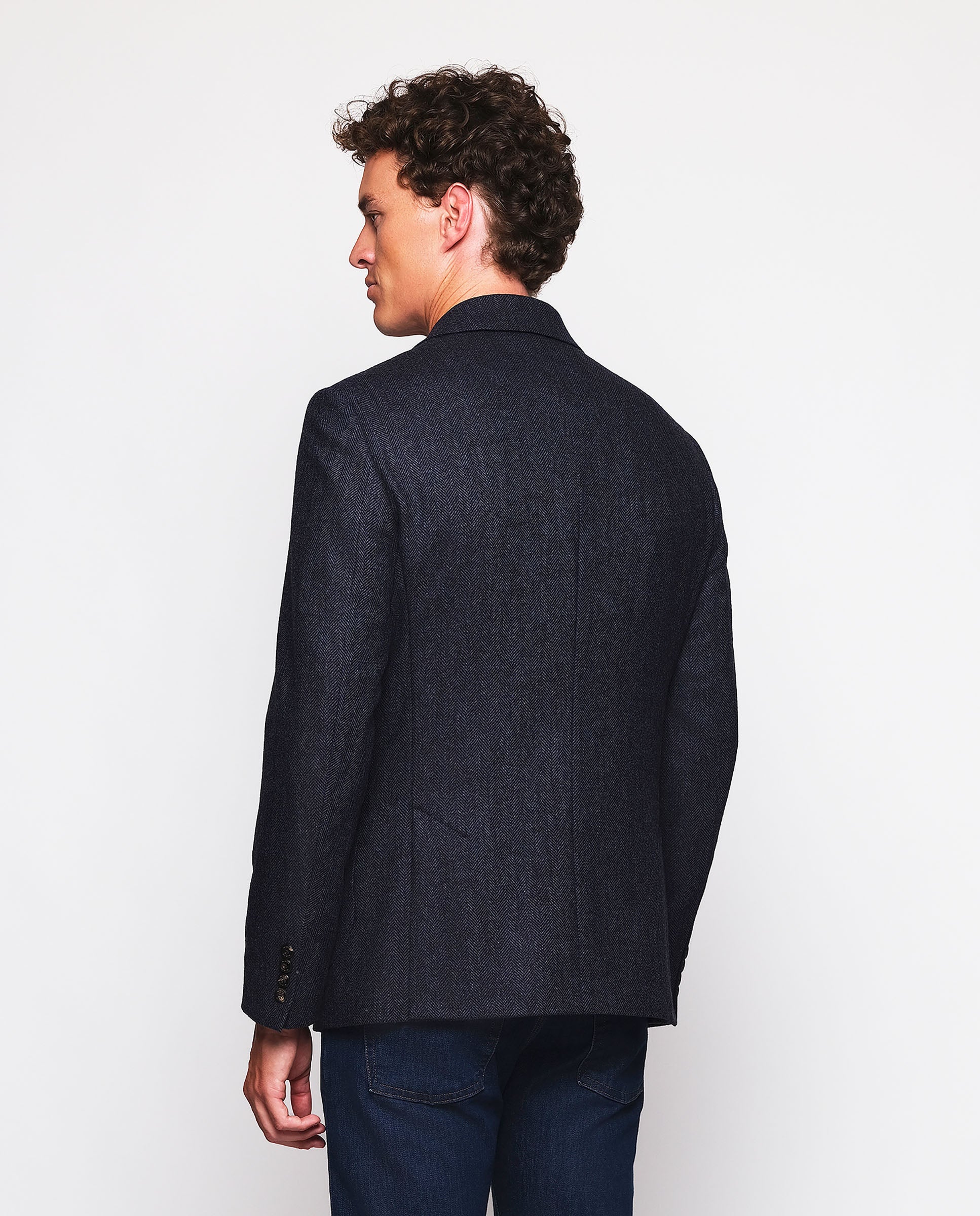 Chaqueta azul marino de lana estructura espiga - Image 2