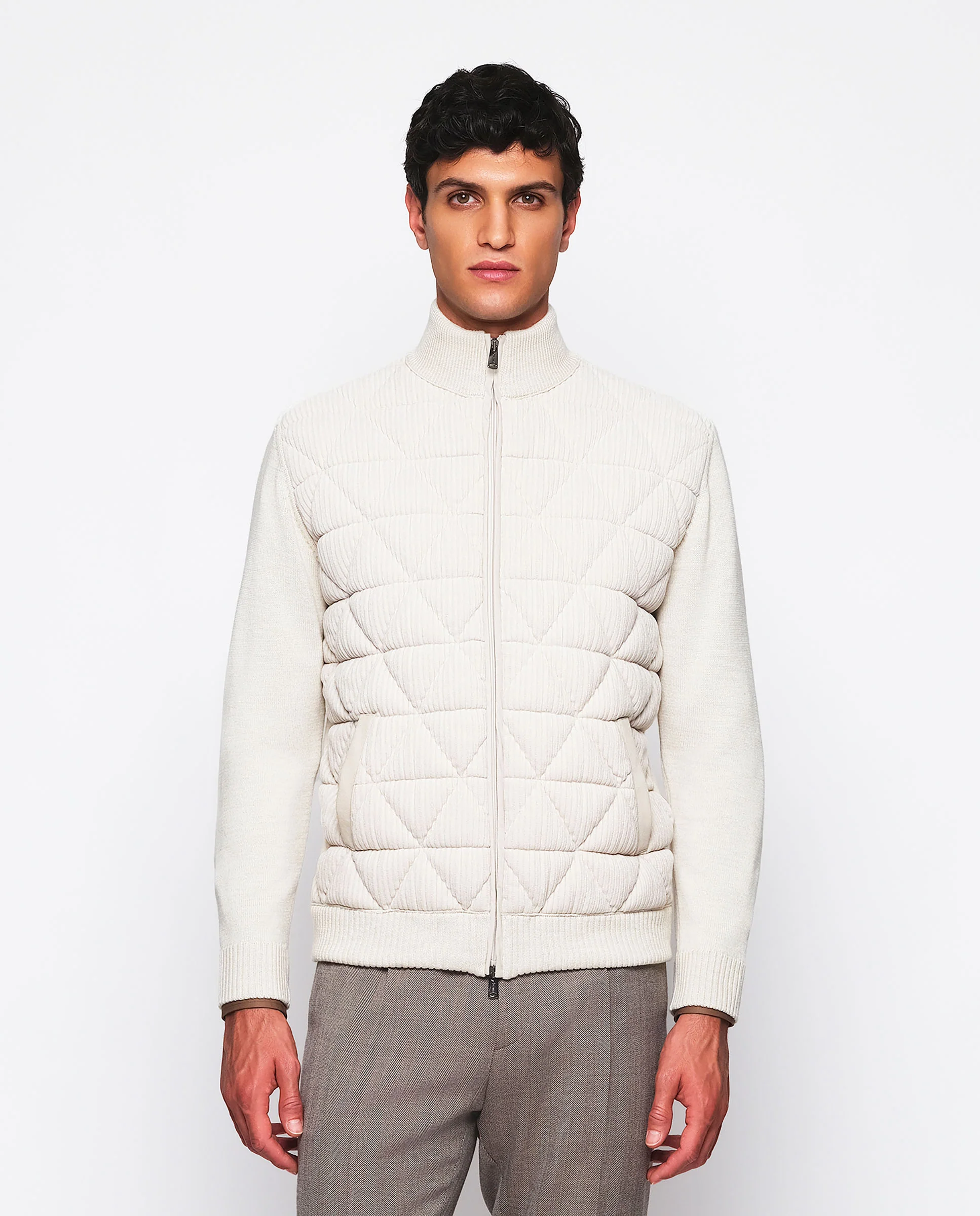 Chaqueta beige delantero acolchado de pana - Image 2