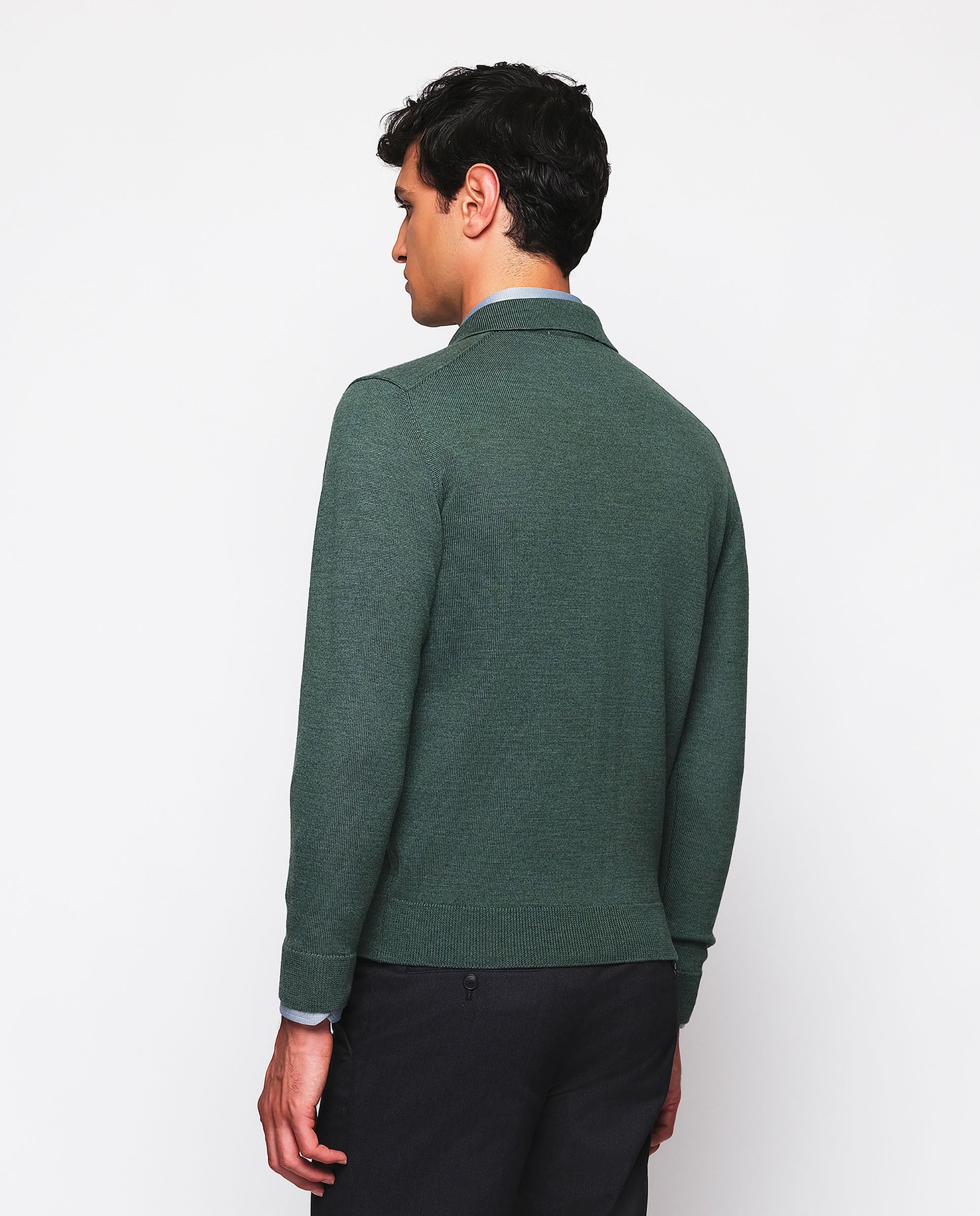 Chaqueta de punto verde cuello camisero - Image 3