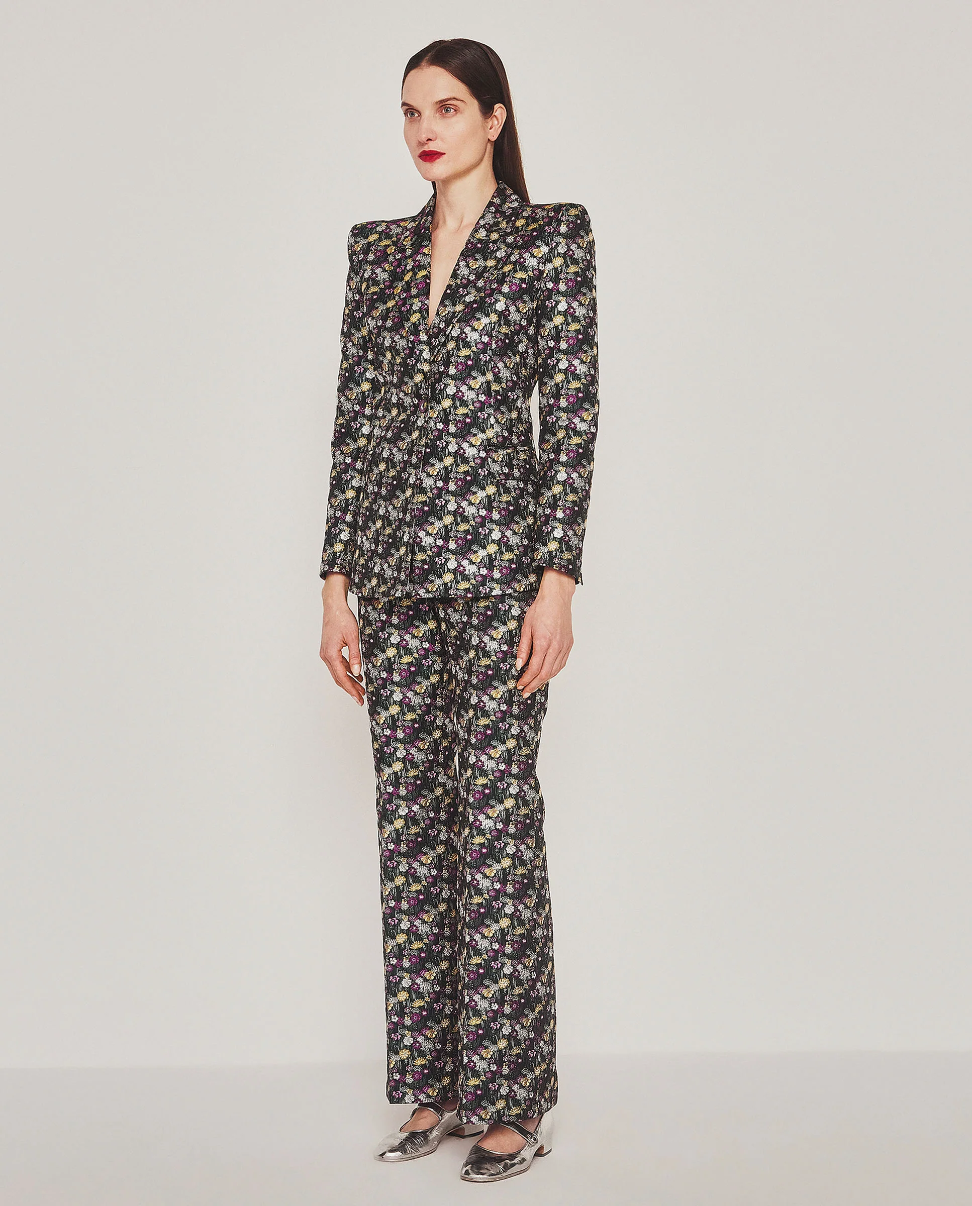 Chaqueta jacquard floral morado - Image 3