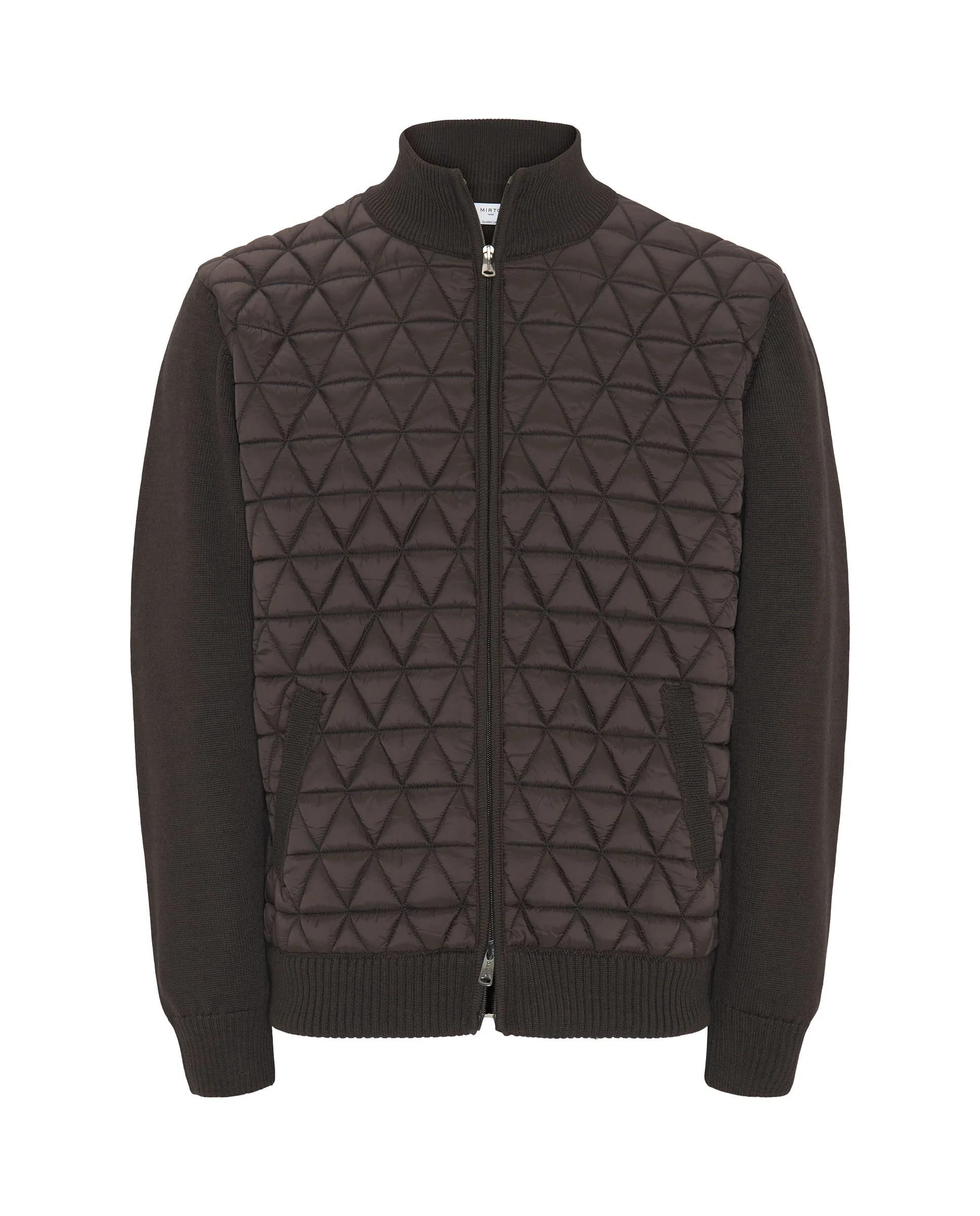 Chaqueta de punto marrón delantero acolchado