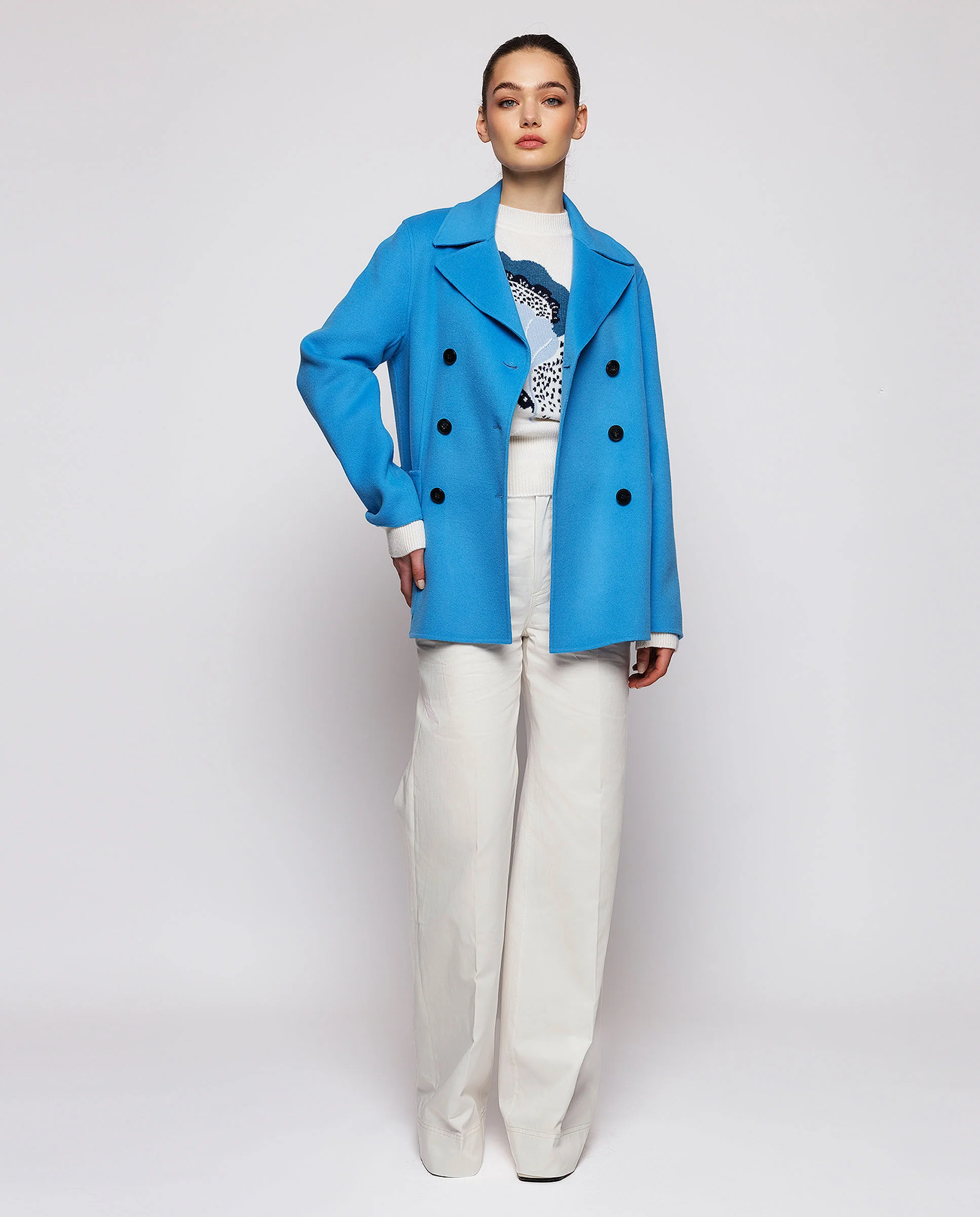 Chaquetón doble faz azul de lana cashmere - Image 3