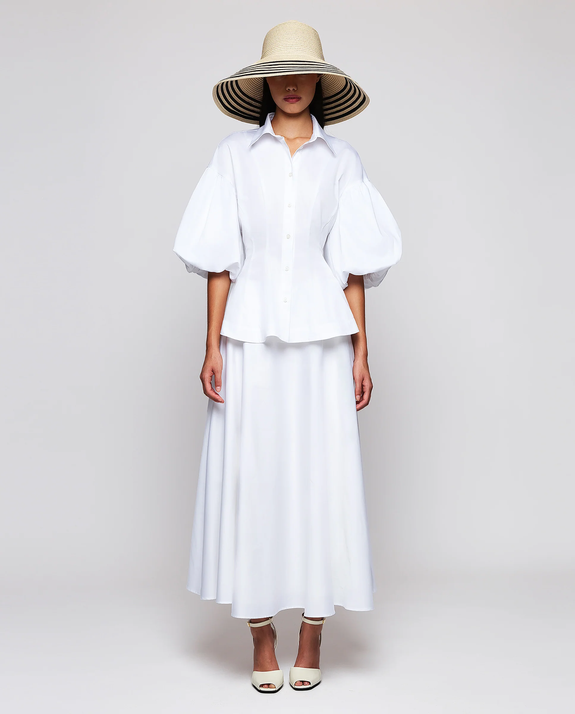 Falda midi blanca de algodón - Image 3