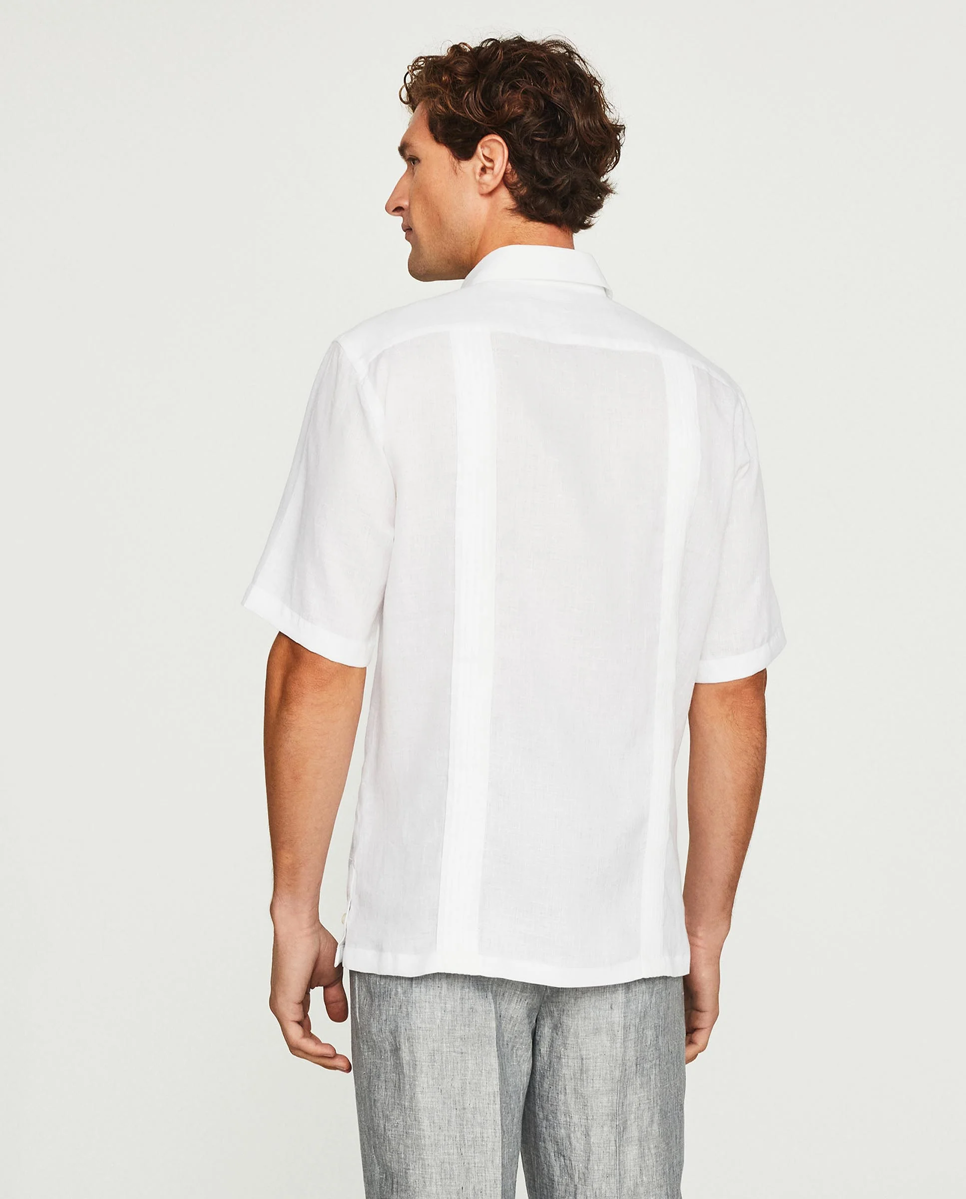 Guayabera manga corta blanca de lino Big&Tall - Image 2