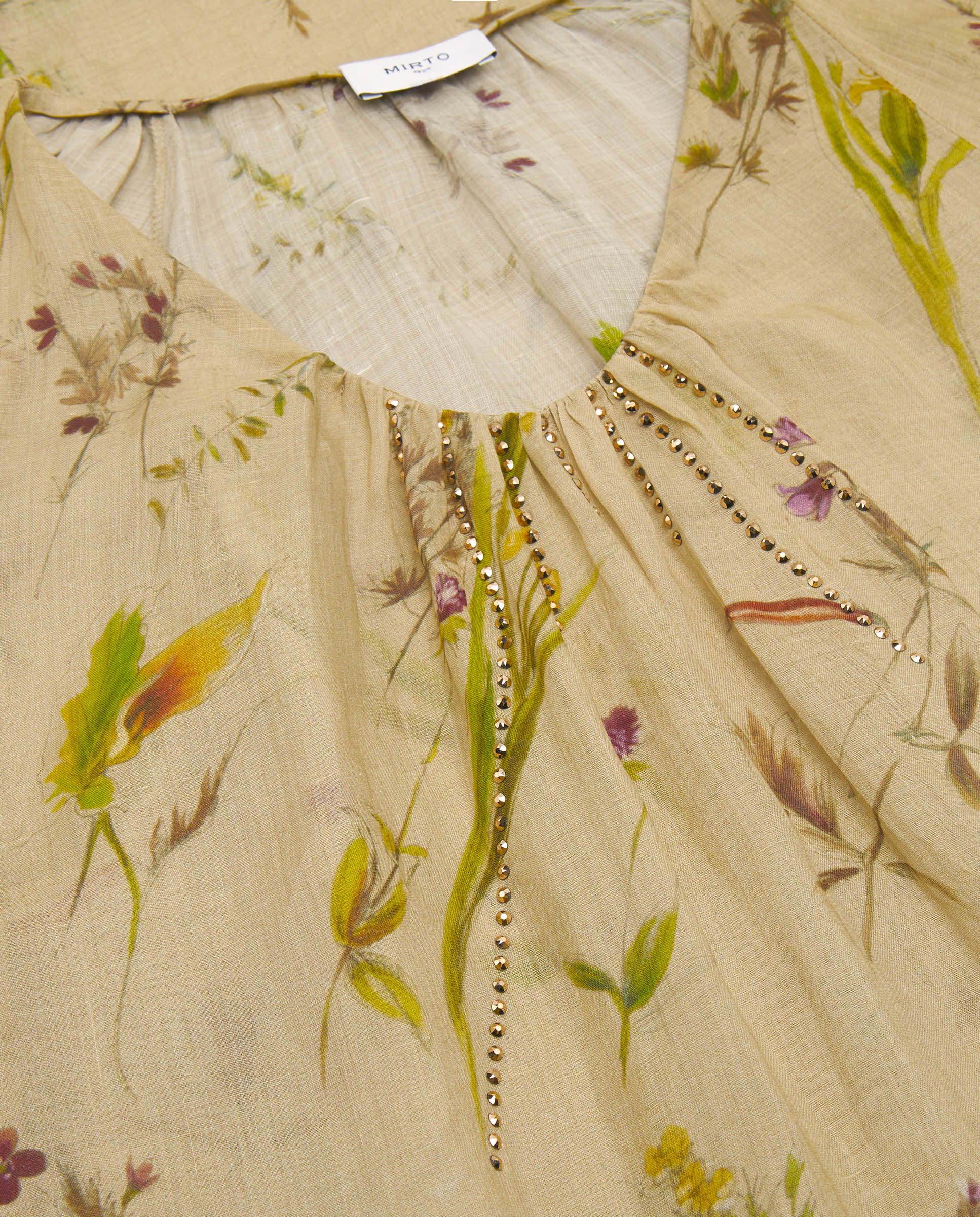 Kaftan beige de ramio estampado floral - Image 5