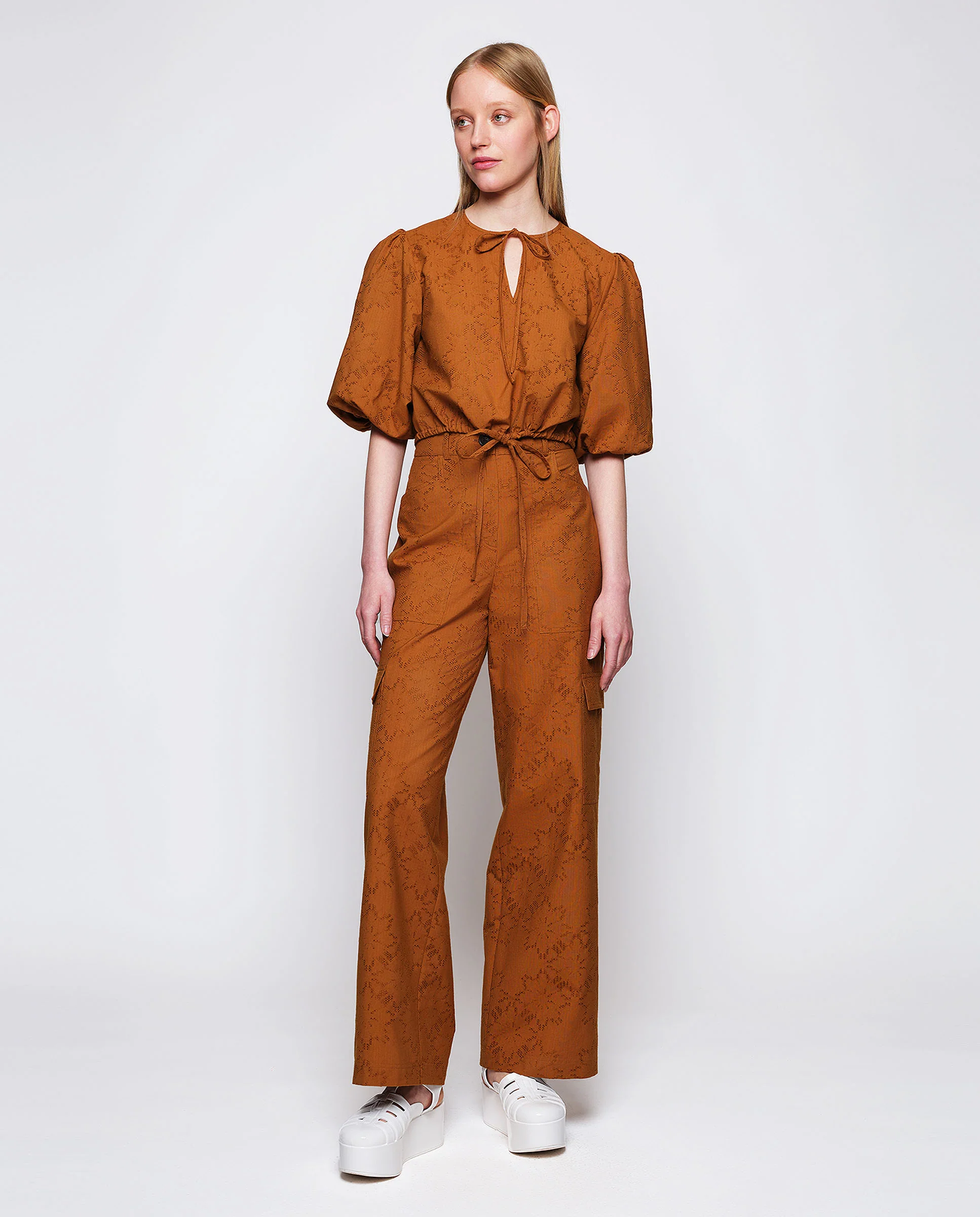 Pantalón cargo jacquard mezcla algodón marrón - Image 3