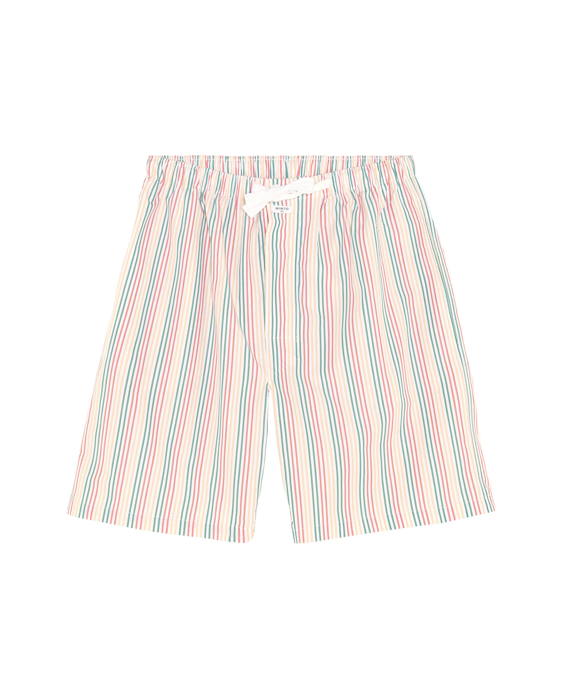 Pantalón de pijama corto blanco con rayas multicolor - Image 3