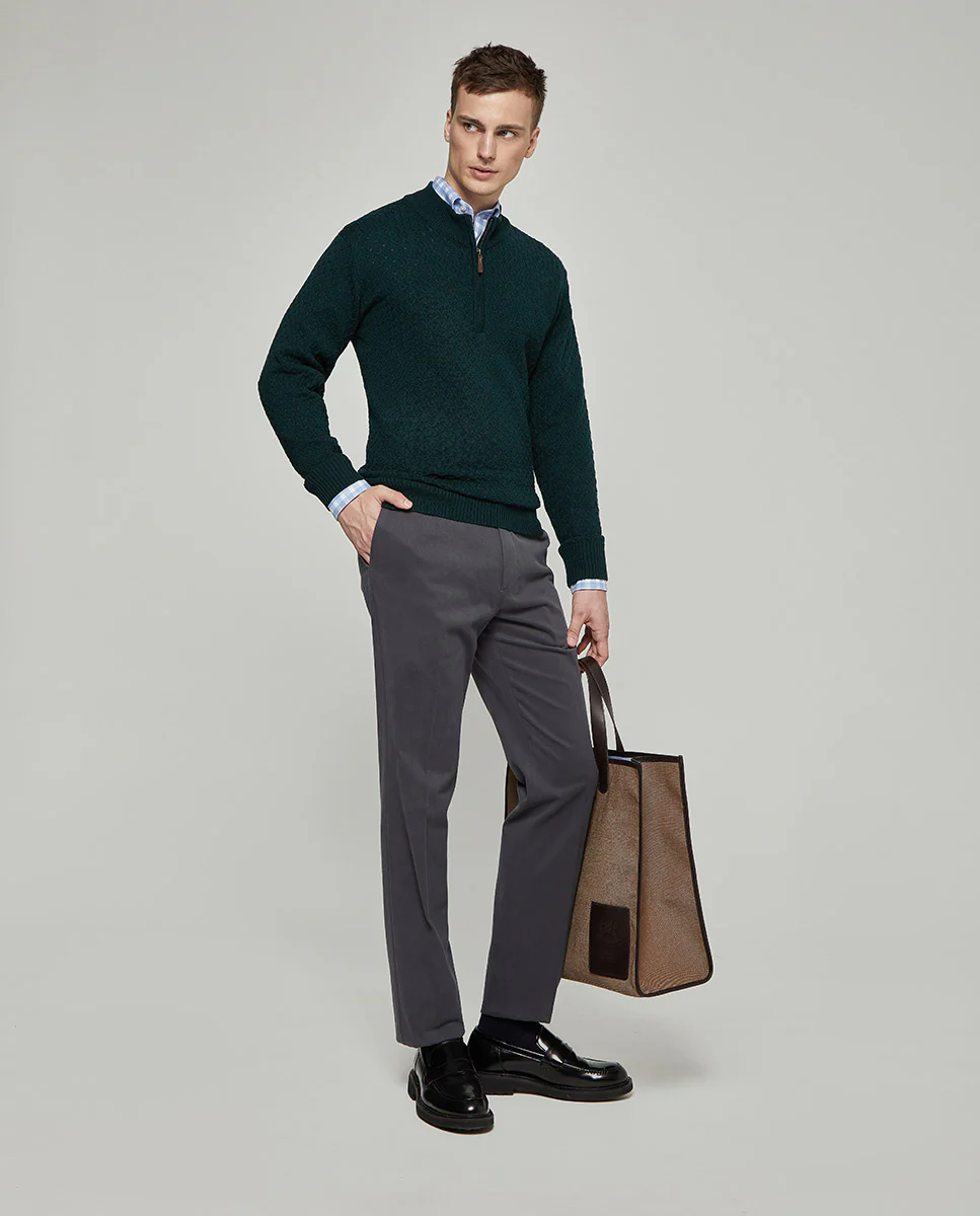 Pantalón regular fit algodón strech gris - Image 3